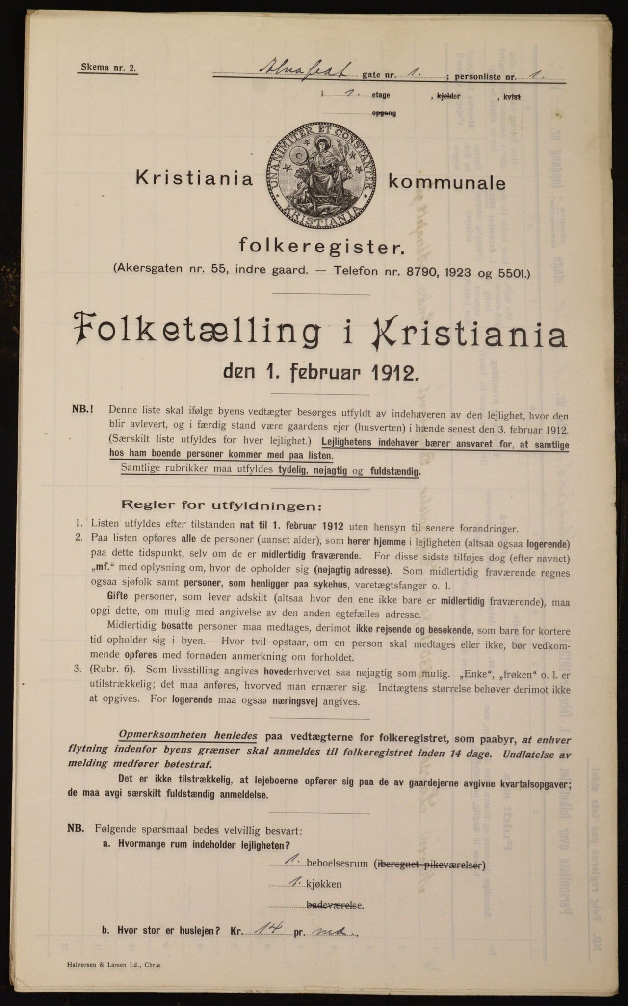 OBA, Municipal Census 1912 for Kristiania, 1912, p. 1068