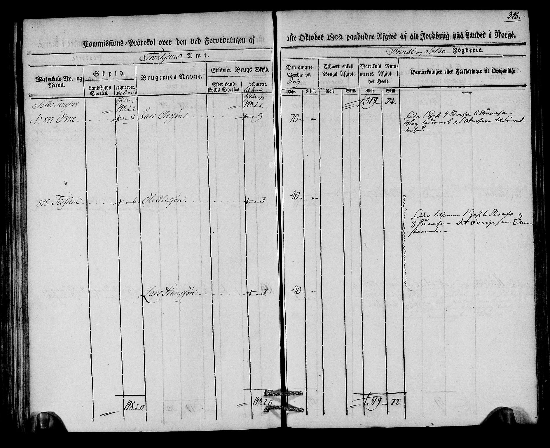 Rentekammeret inntil 1814, Realistisk ordnet avdeling, AV/RA-EA-4070/N/Ne/Nea/L0140: Strinda og Selbu fogderi. Kommisjonsprotokoll, 1803, p. 326