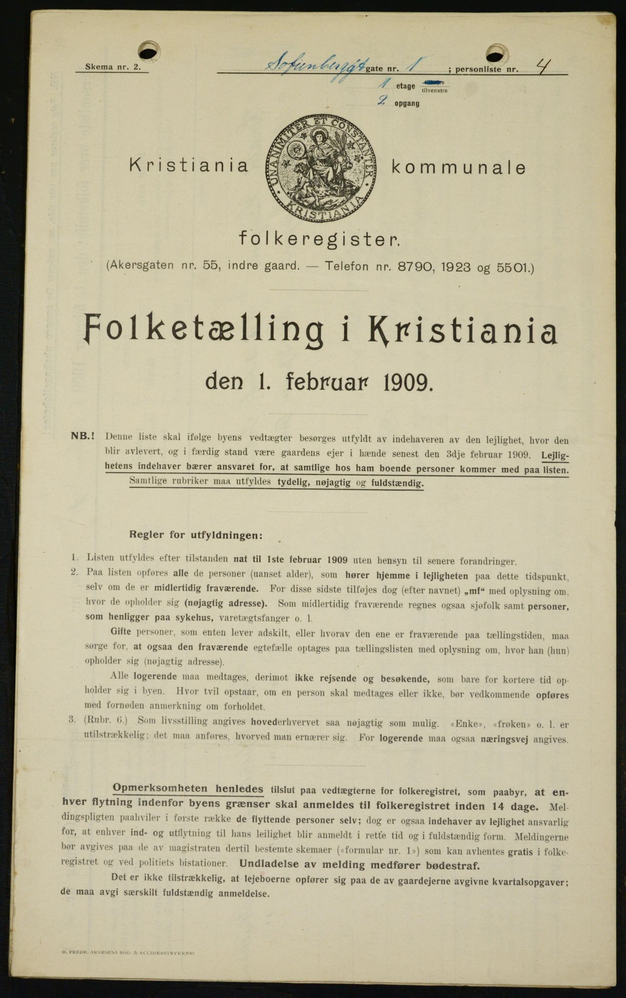 OBA, Municipal Census 1909 for Kristiania, 1909, p. 88964