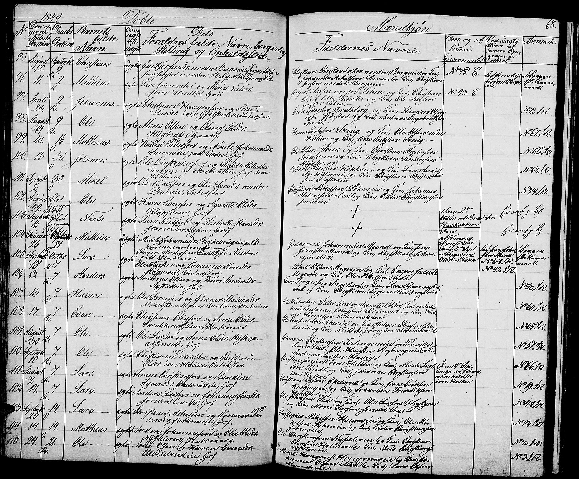 Ringsaker prestekontor, AV/SAH-PREST-014/L/La/L0005: Parish register (copy) no. 5, 1839-1850, p. 68