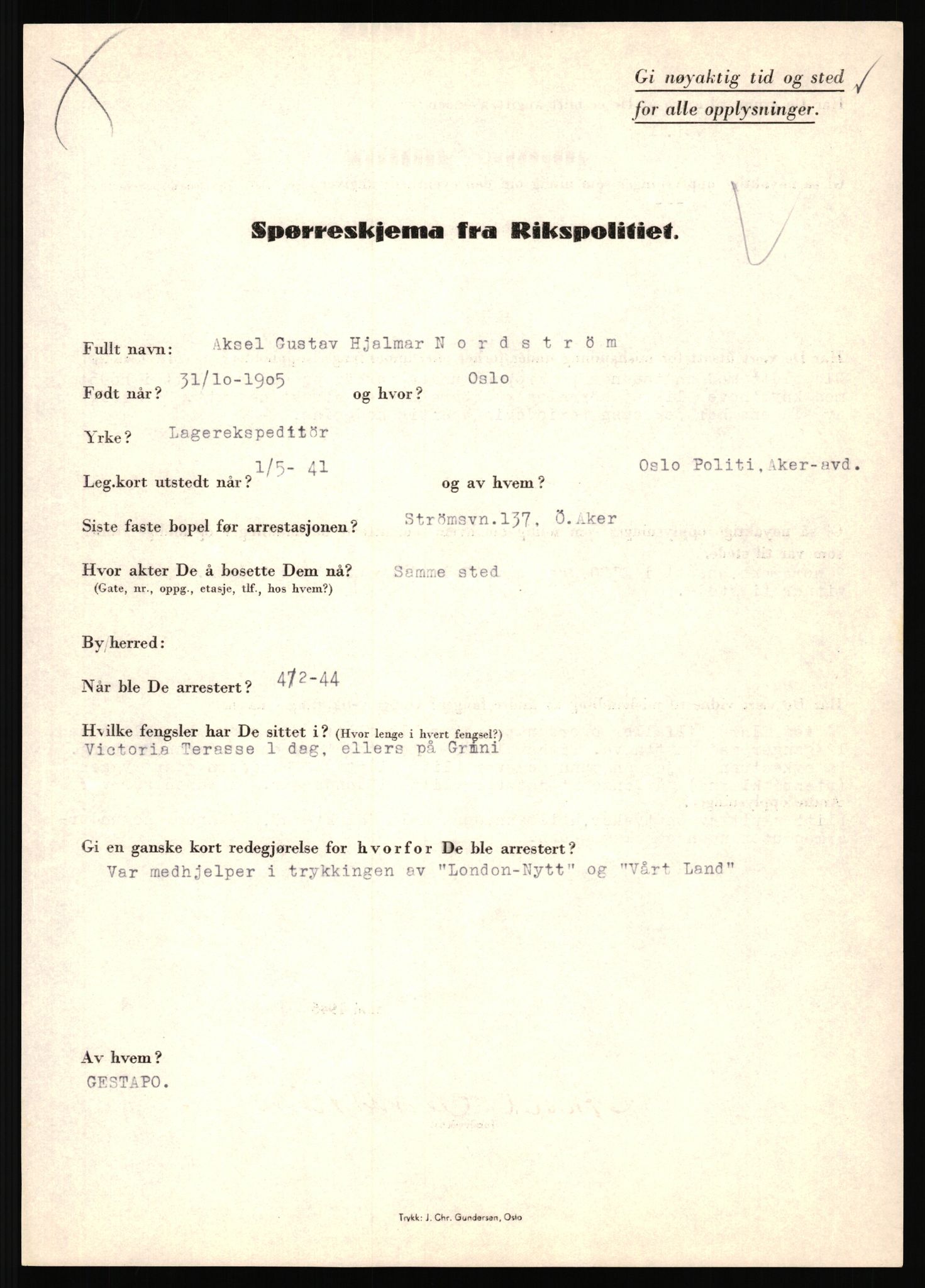 Rikspolitisjefen, AV/RA-S-1560/L/L0012: Mogensen, Øivind - Noraas, Lars, 1940-1945, p. 1064