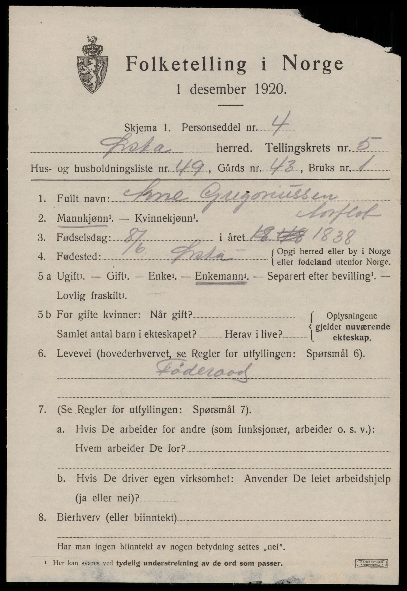 SAT, 1920 census for Ørsta, 1920, p. 4794