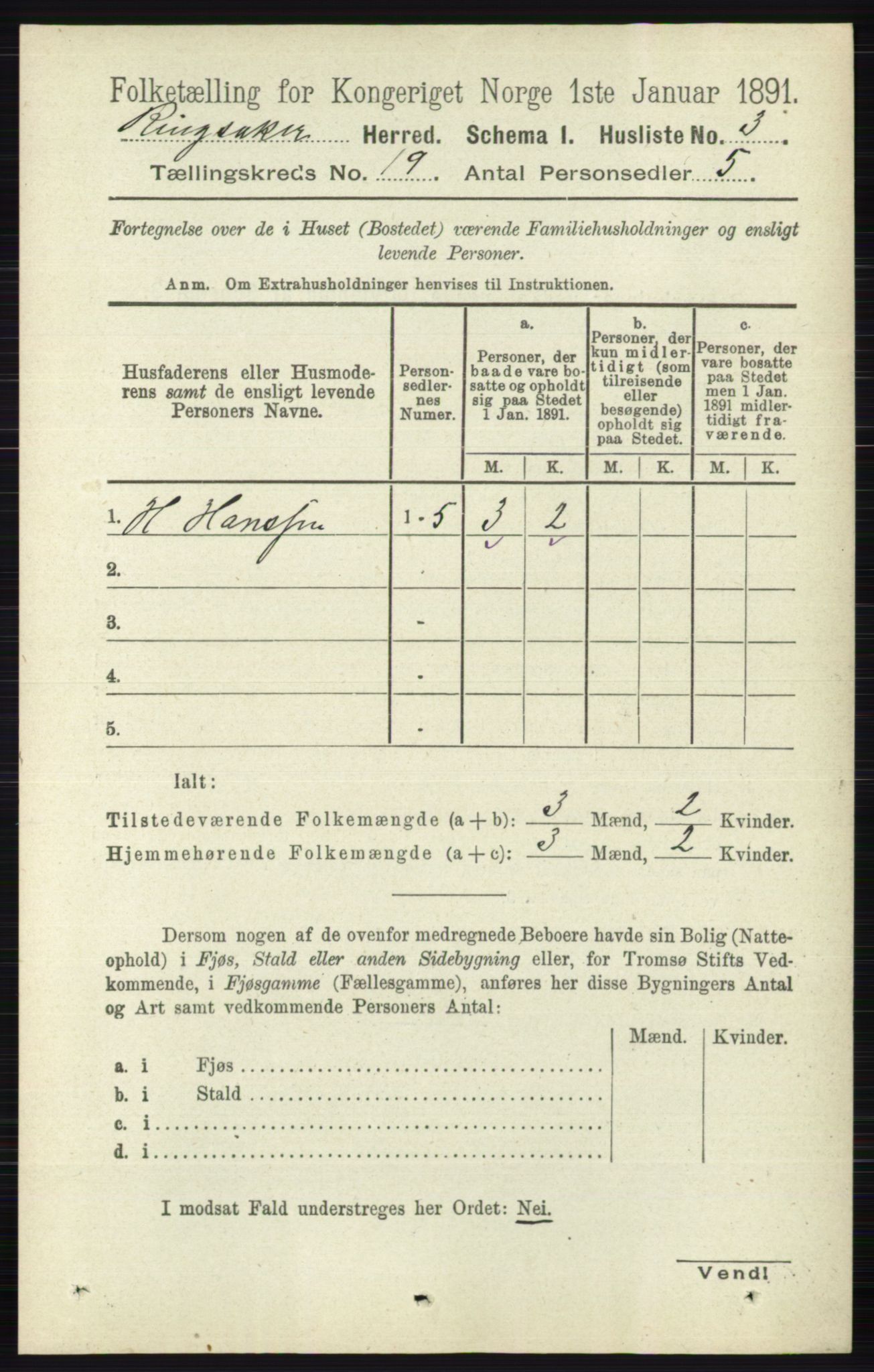 RA, 1891 census for 0412 Ringsaker, 1891, p. 10527