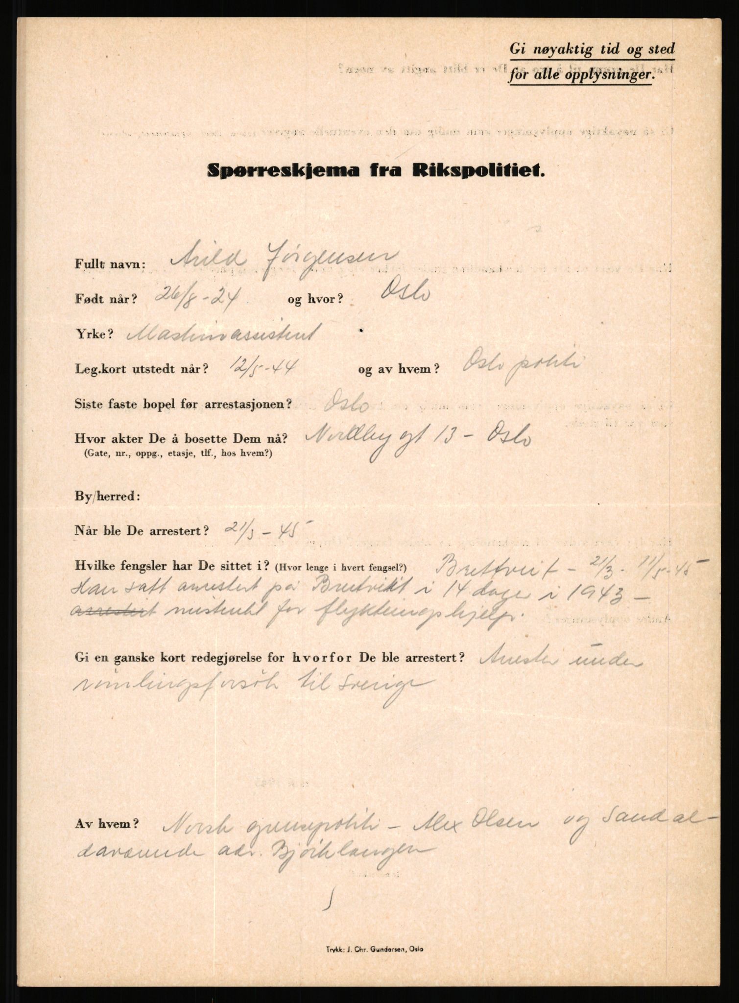 Rikspolitisjefen, AV/RA-S-1560/L/L0008: Jaffe, Bernhard - Karset, Helge Hafsahl, 1940-1945, p. 1105