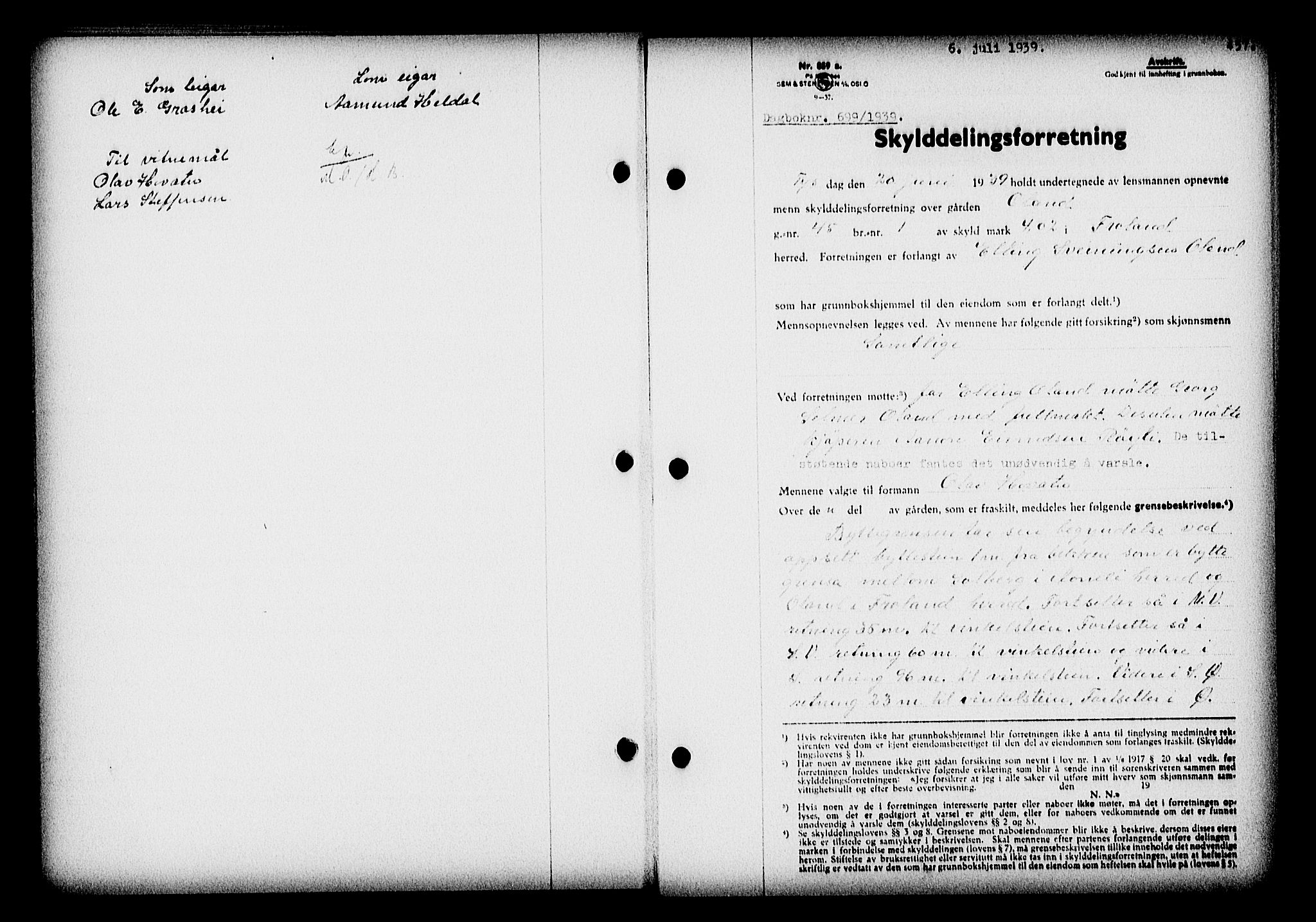 Nedenes sorenskriveri, SAK/1221-0006/G/Gb/Gba/L0046: Mortgage book no. 42, 1938-1939, Diary no: : 699/1939