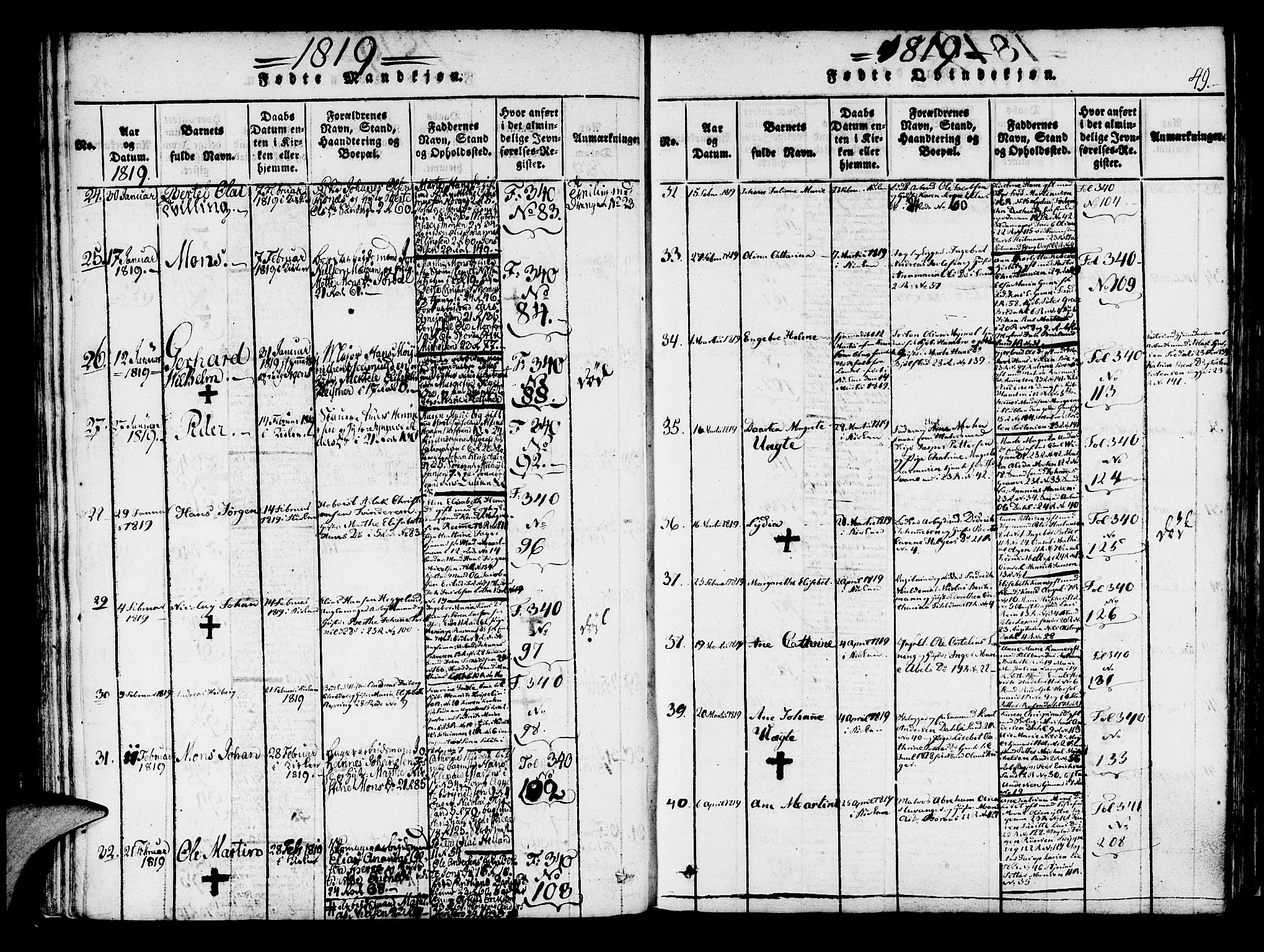 Korskirken sokneprestembete, AV/SAB-A-76101/H/Haa/L0013: Parish register (official) no. A 13, 1815-1822, p. 49