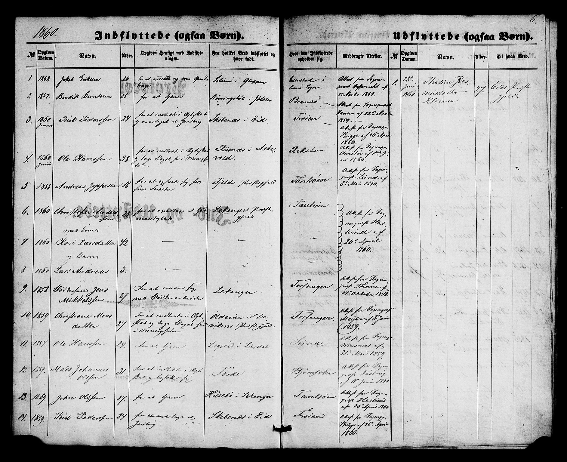 Kinn sokneprestembete, AV/SAB-A-80801/H/Haa/Haaa/L0015: Parish register (official) no. A 15, 1860-1883, p. 6