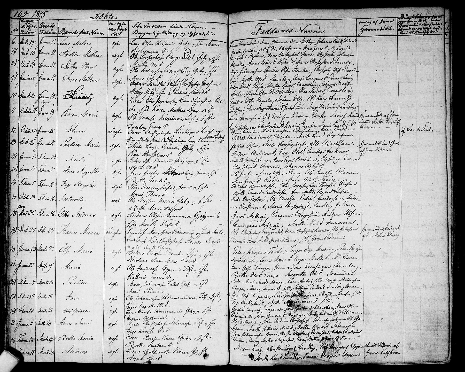 Hurdal prestekontor Kirkebøker, AV/SAO-A-10889/F/Fa/L0004: Parish register (official) no. I 4, 1828-1845, p. 105