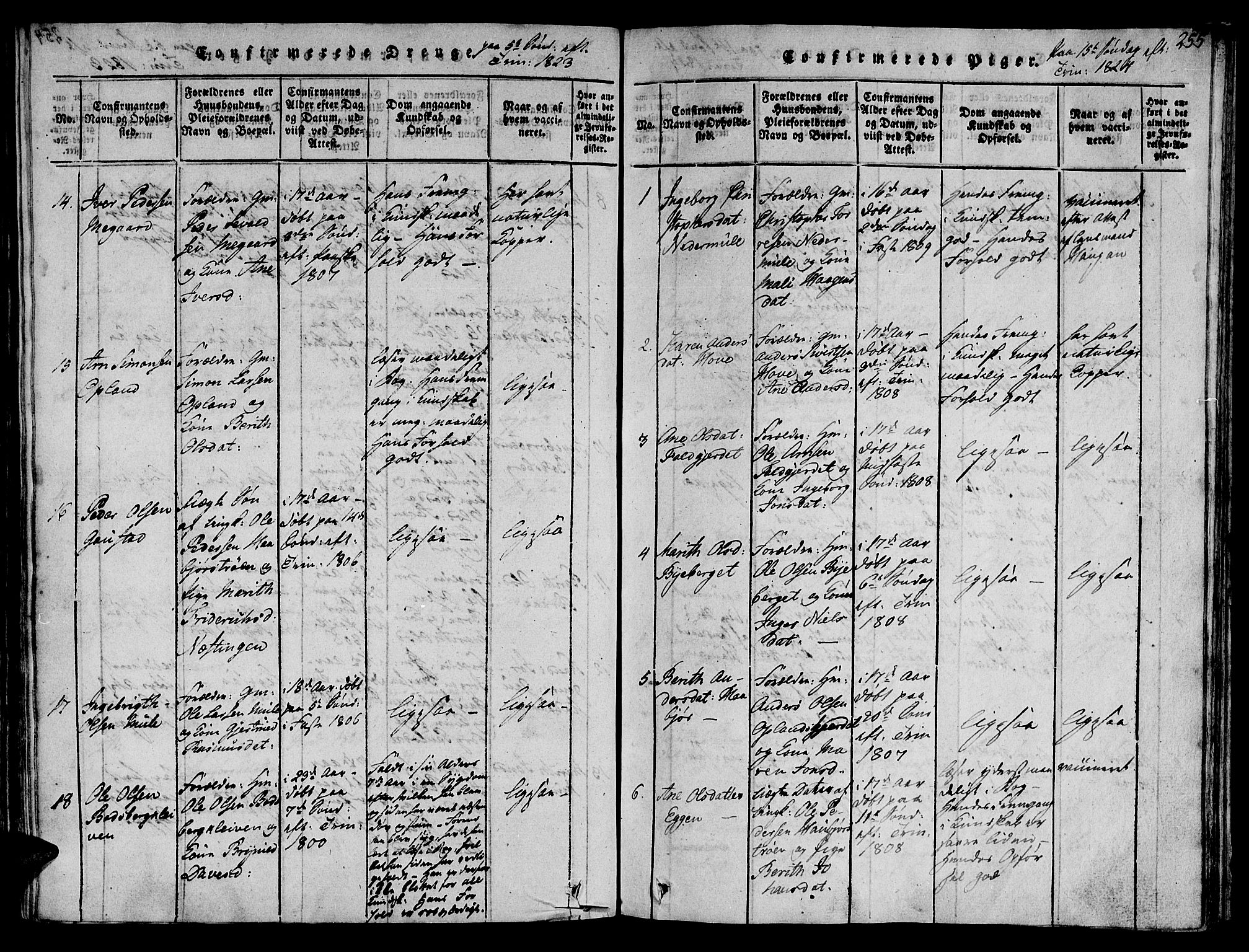 Ministerialprotokoller, klokkerbøker og fødselsregistre - Sør-Trøndelag, SAT/A-1456/612/L0372: Parish register (official) no. 612A06 /1, 1816-1828, p. 255