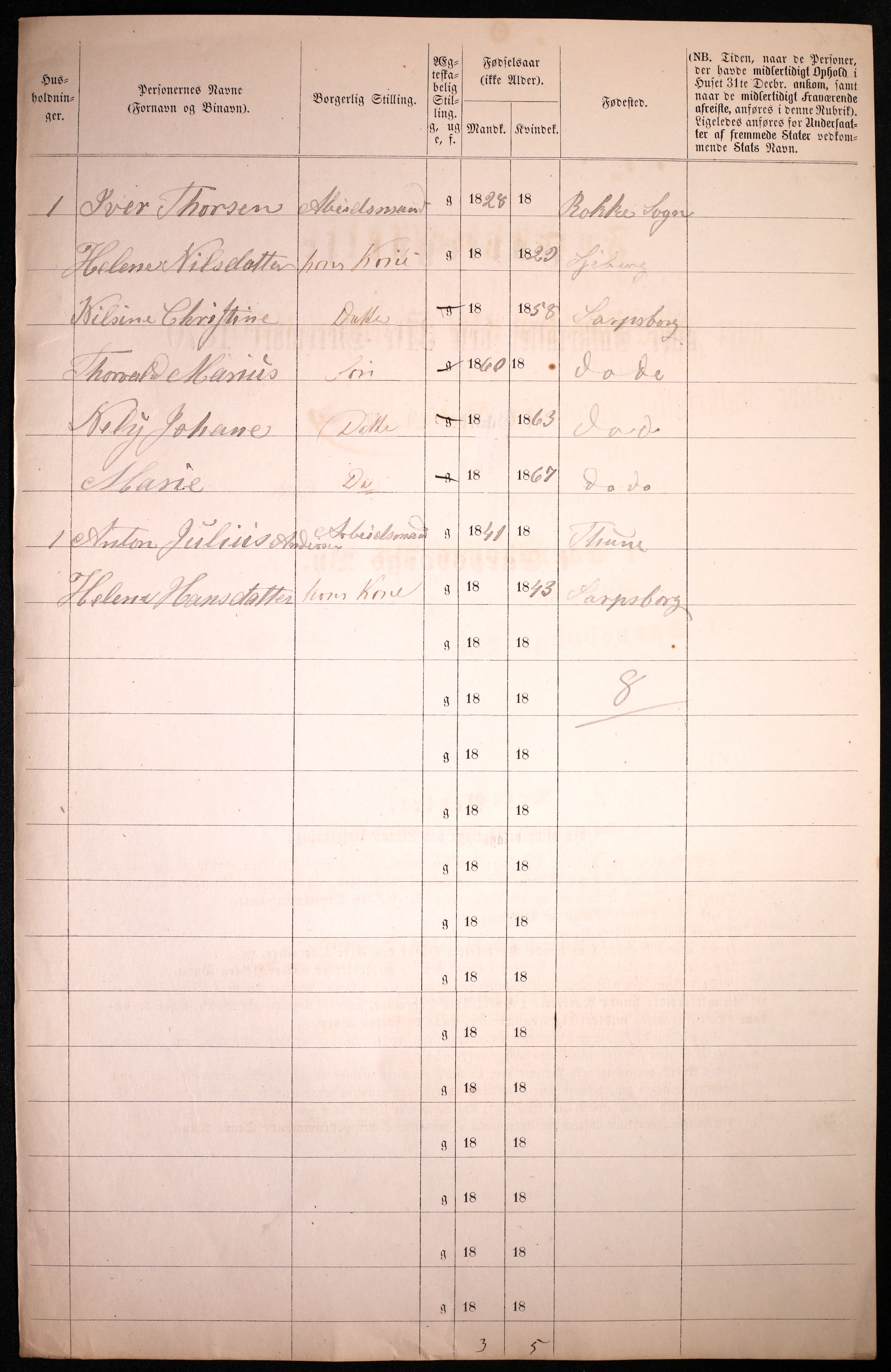 RA, 1870 census for 0102 Sarpsborg, 1870, p. 536