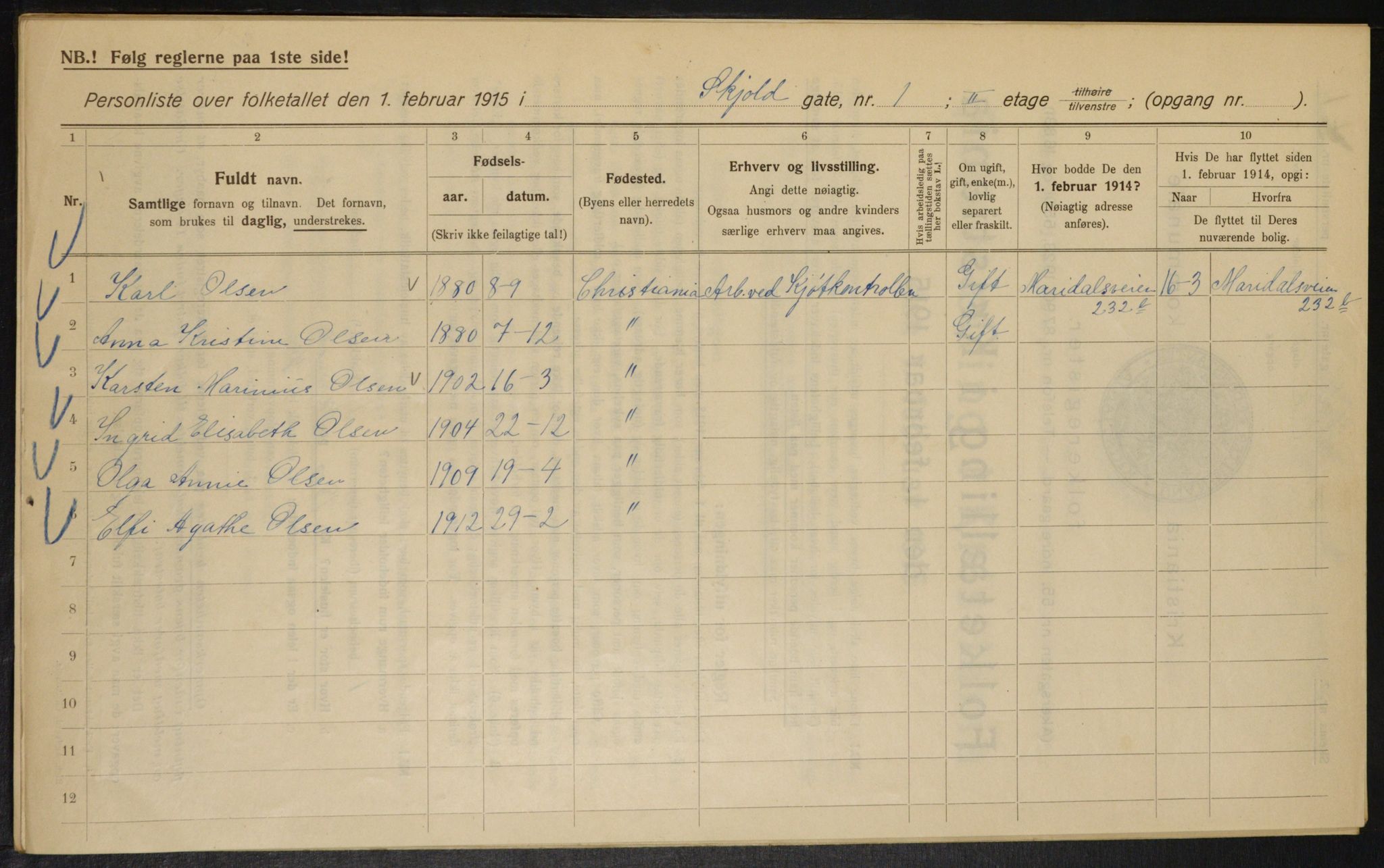 OBA, Municipal Census 1915 for Kristiania, 1915, p. 96039