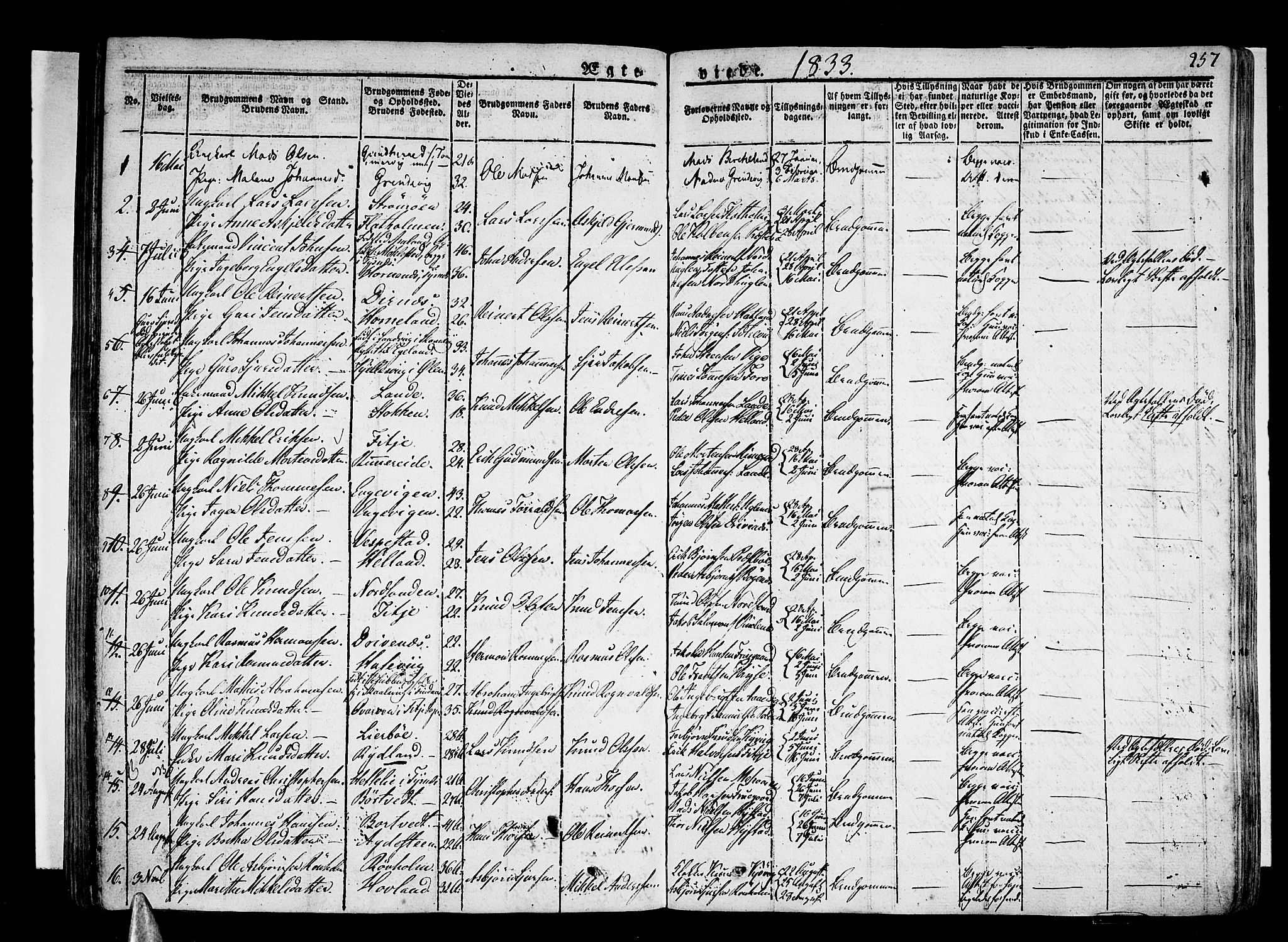 Stord sokneprestembete, SAB/A-78201/H/Haa: Parish register (official) no. A 6, 1826-1840, p. 257