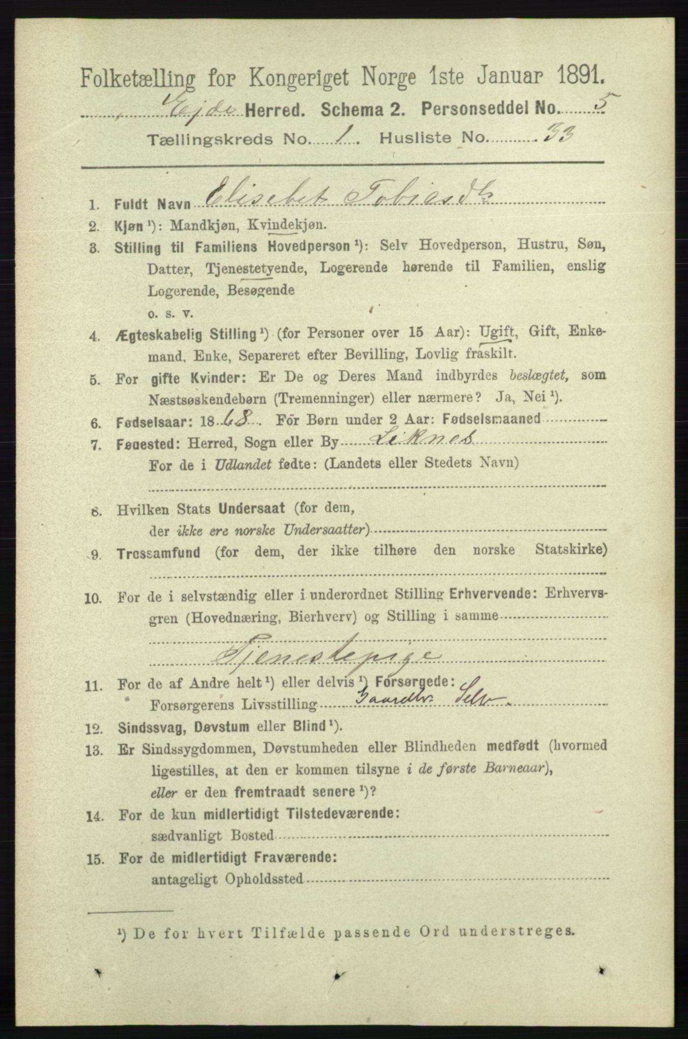 RA, 1891 census for 0925 Eide, 1891, p. 269