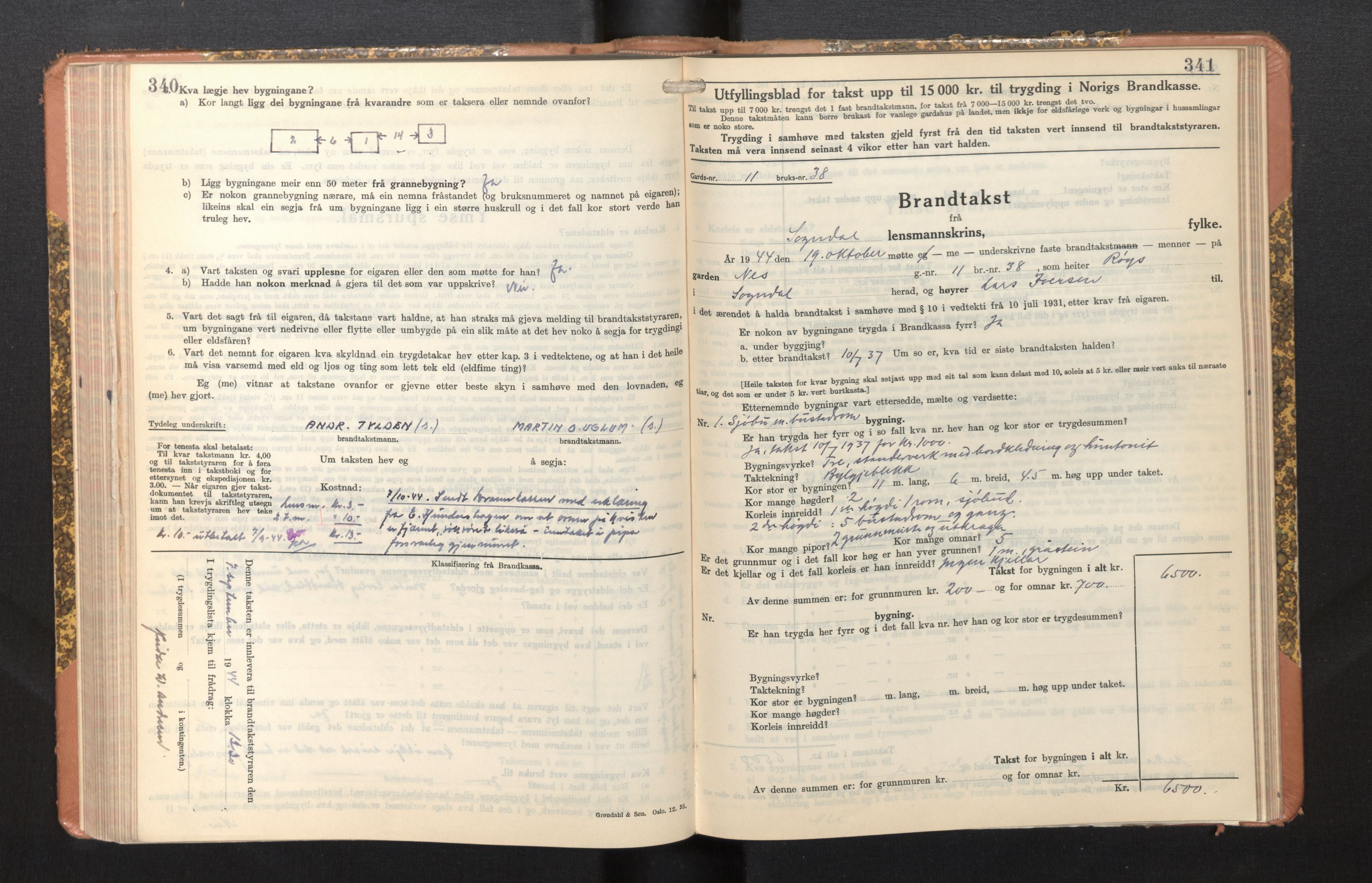 Lensmannen i Sogndal, AV/SAB-A-29901/0012/L0014: Branntakstprotokoll, skjematakst, 1938-1950, p. 340-341