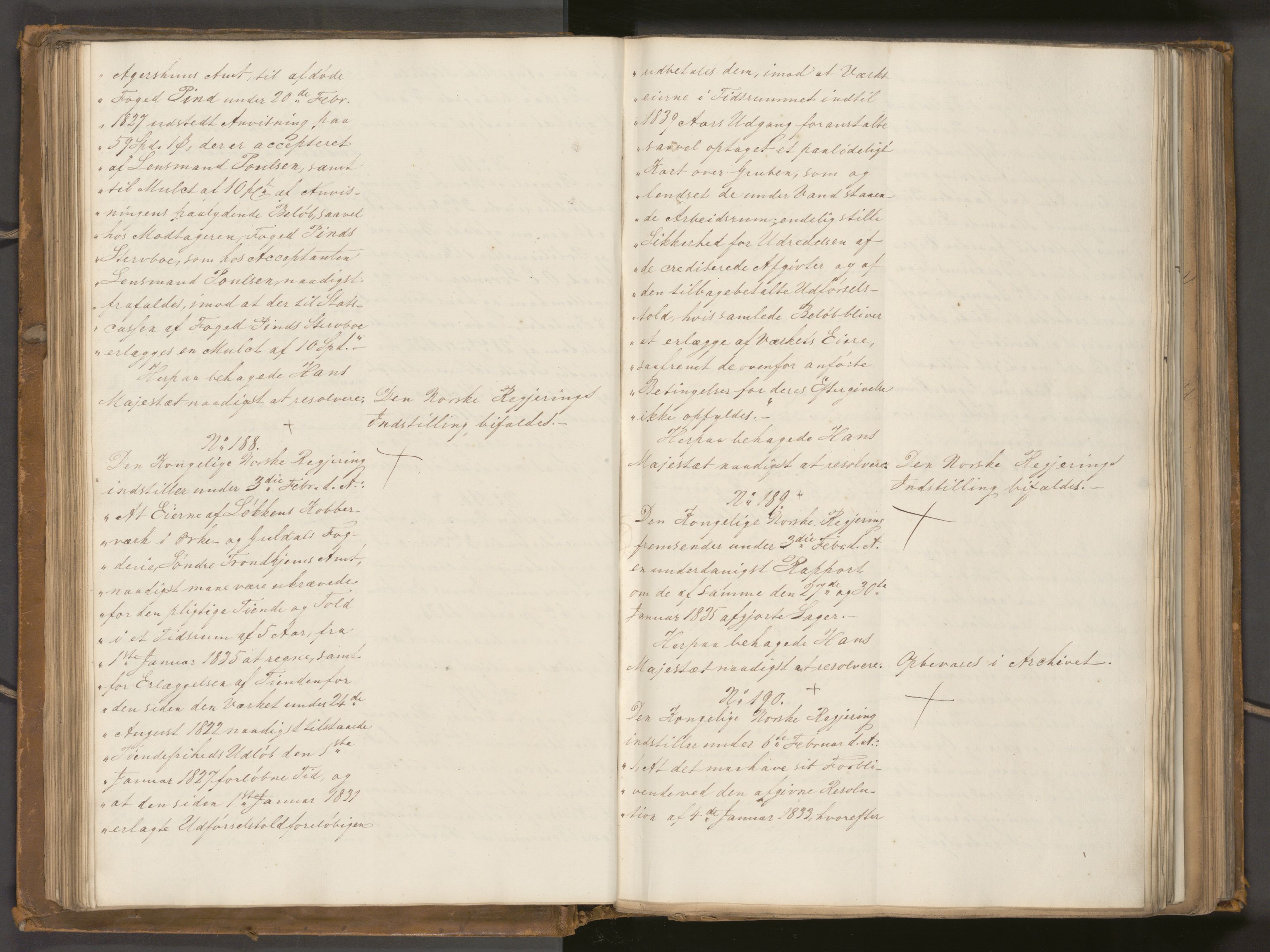 Statsrådssekretariatet, AV/RA-S-1001/A/Ab/L0040: Kgl. res. nr. 1-568, 1. halvår, 1835
