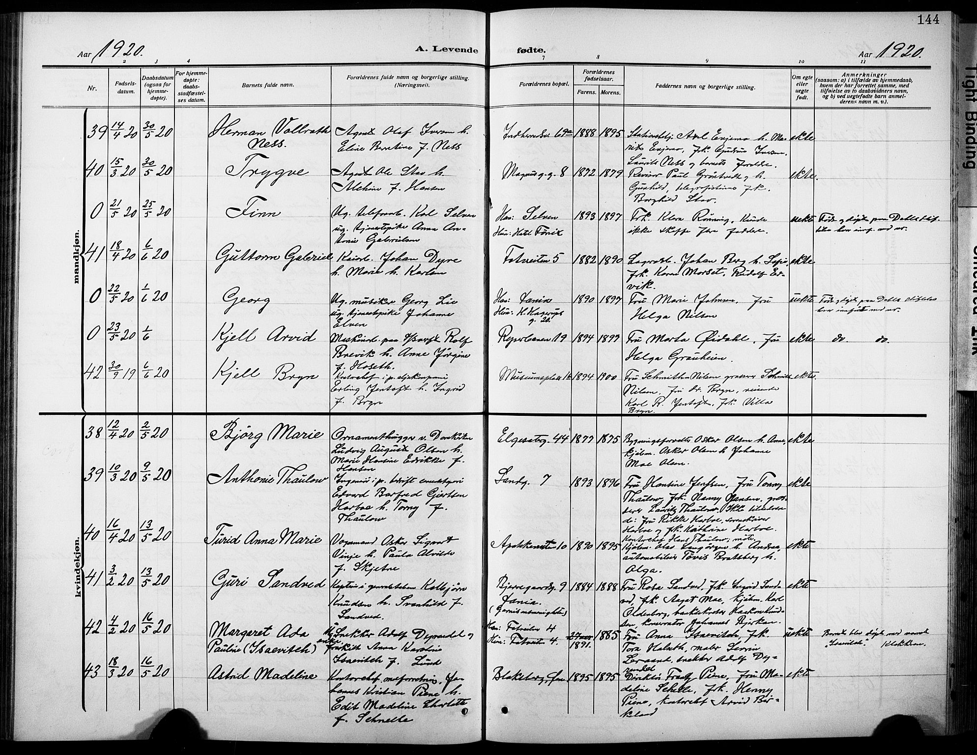Ministerialprotokoller, klokkerbøker og fødselsregistre - Sør-Trøndelag, SAT/A-1456/601/L0096: Parish register (copy) no. 601C14, 1911-1931, p. 144