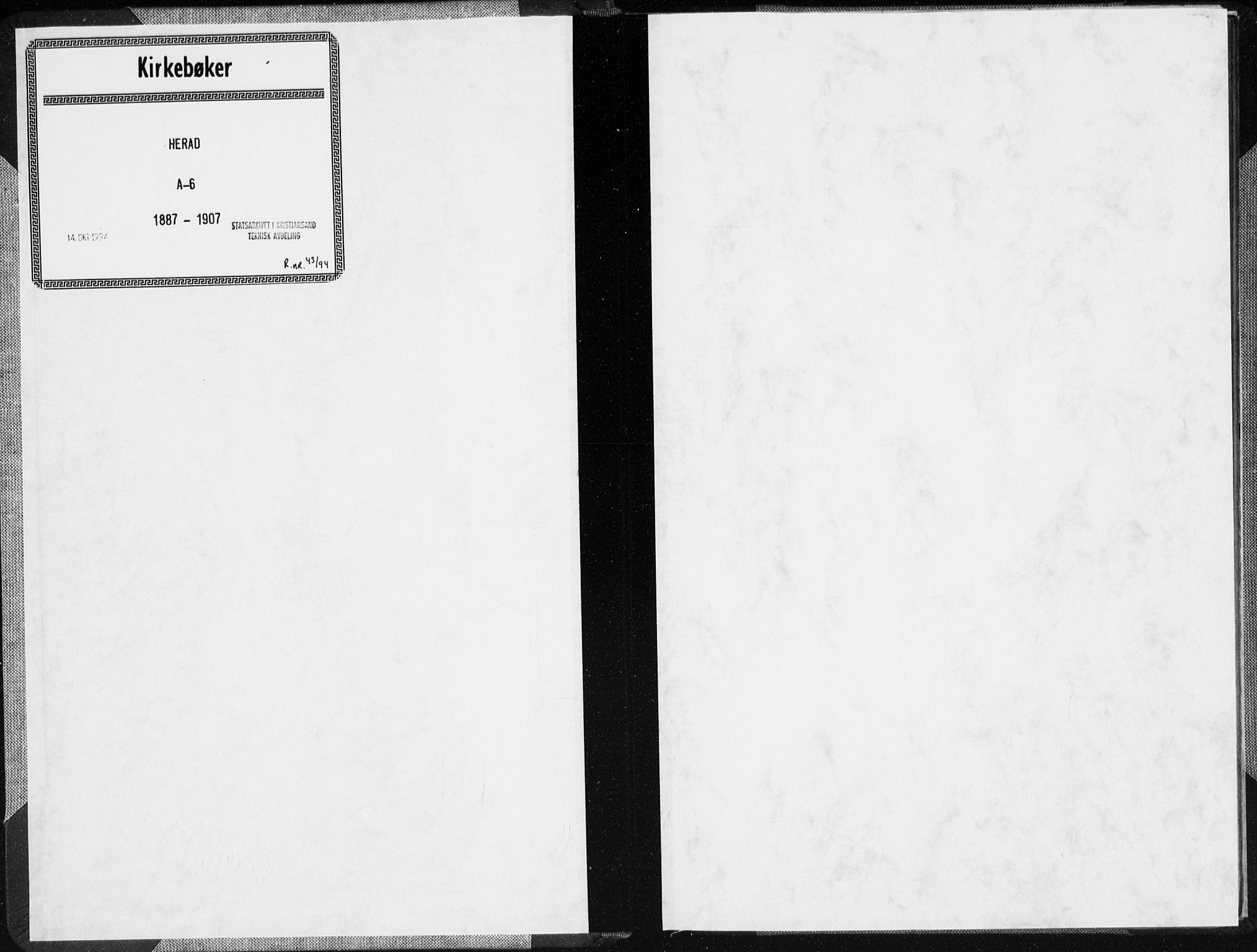 Herad sokneprestkontor, SAK/1111-0018/F/Fa/Faa/L0006: Parish register (official) no. A 6, 1887-1907