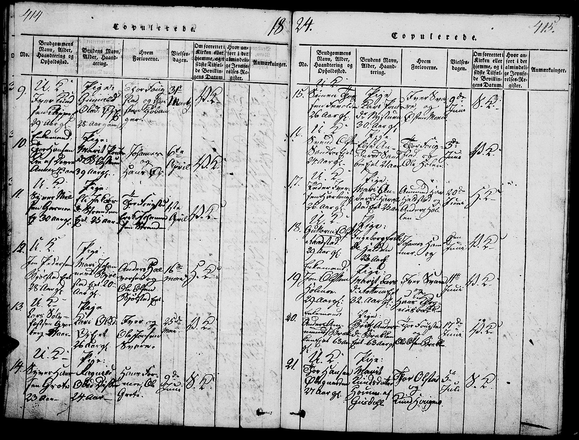 Vågå prestekontor, SAH/PREST-076/H/Ha/Haa/L0003: Parish register (official) no. 3, 1815-1827, p. 414-415