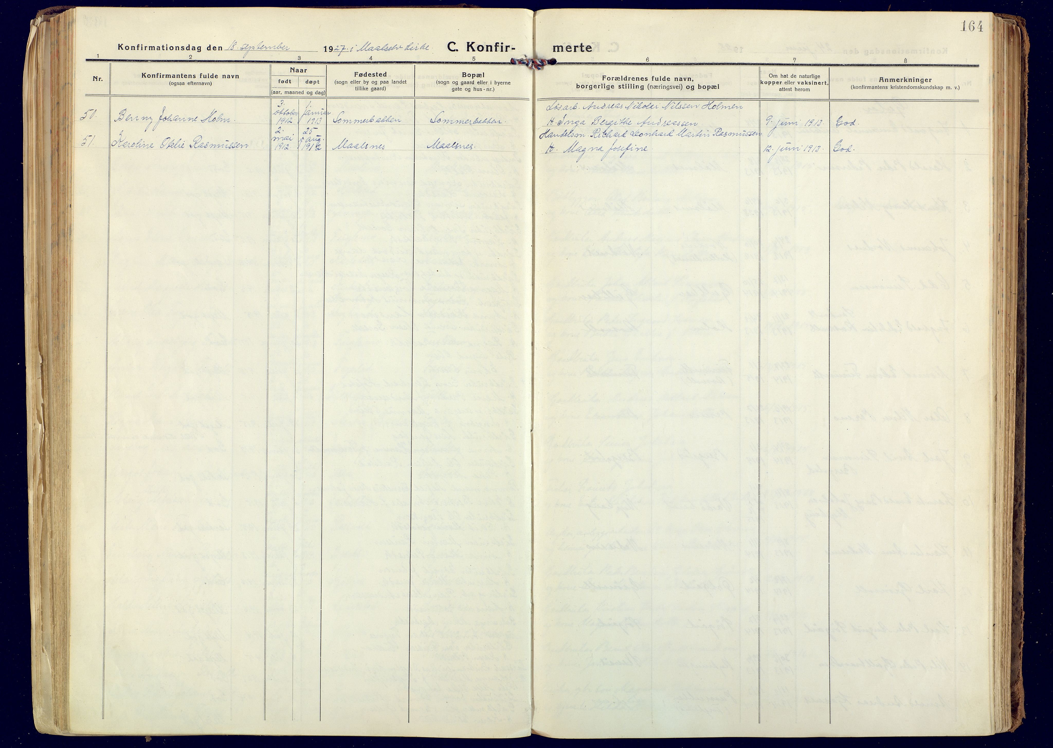 Målselv sokneprestembete, SATØ/S-1311/G/Ga/Gaa/L0014kirke: Parish register (official) no. 14, 1919-1932, p. 164