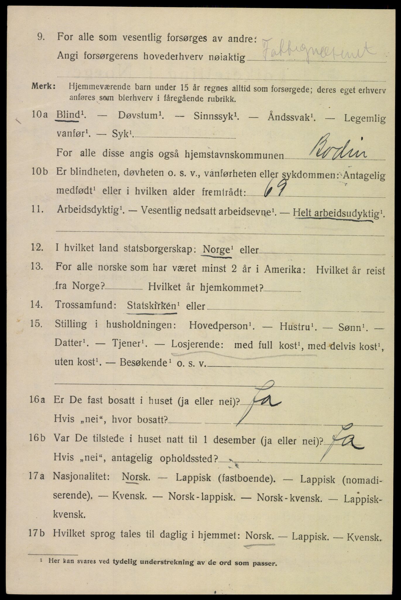 SAT, 1920 census for Bodø, 1920, p. 3676