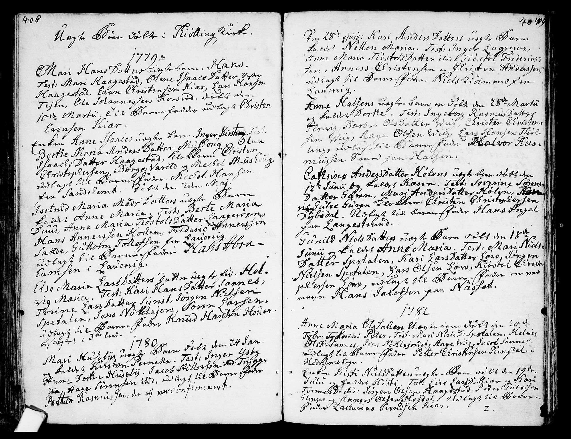 Tjølling kirkebøker, SAKO/A-60/F/Fa/L0004: Parish register (official) no. 4, 1779-1817, p. 406-407