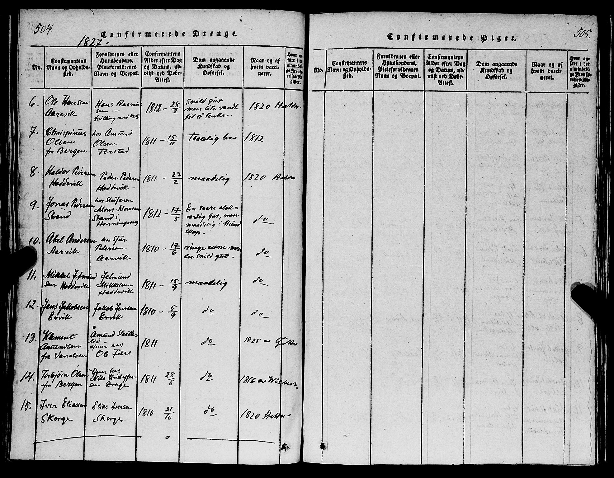 Selje sokneprestembete, AV/SAB-A-99938/H/Ha/Hab/Haba: Parish register (copy) no. A 1, 1816-1828, p. 504-505