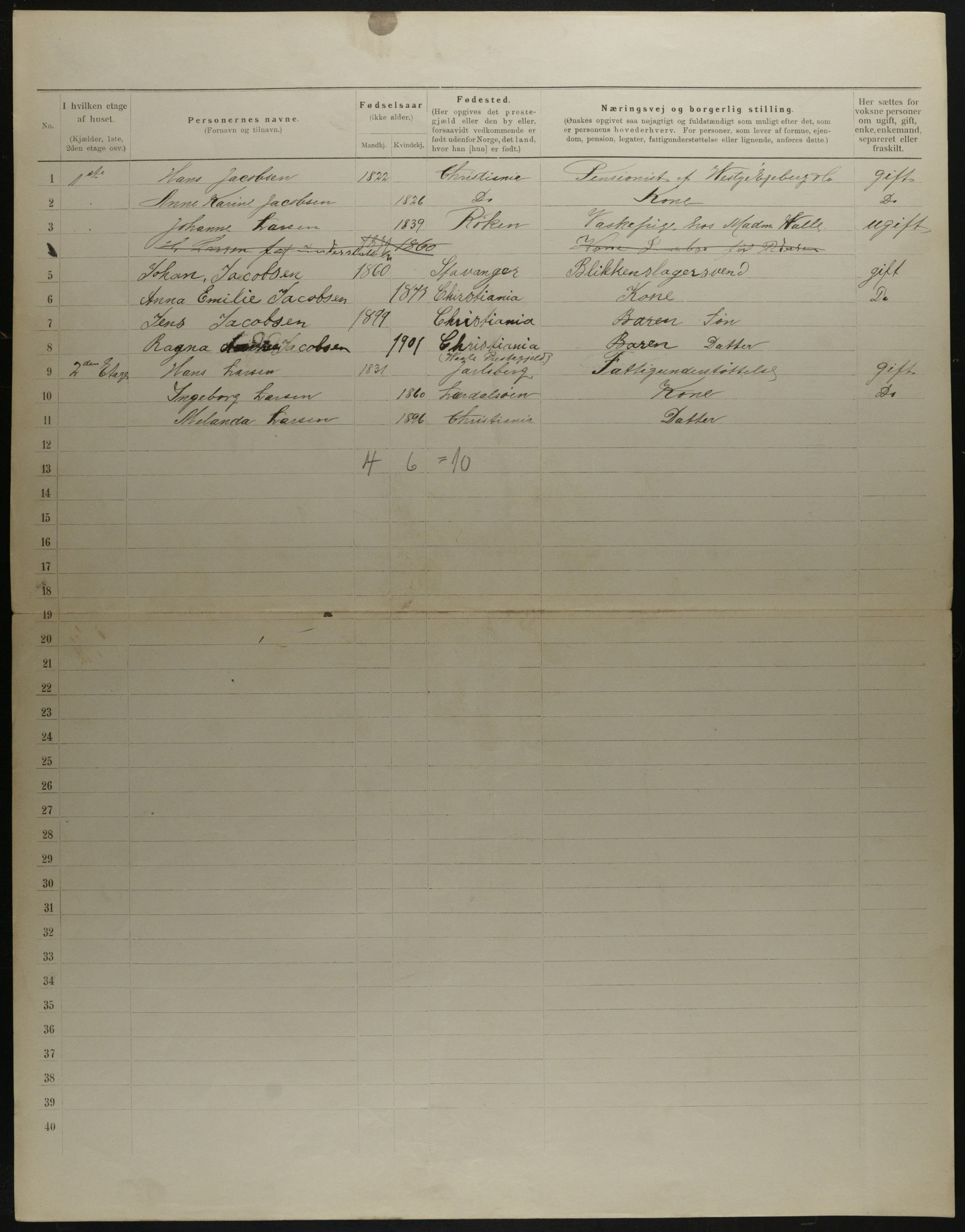 OBA, Municipal Census 1901 for Kristiania, 1901, p. 14929