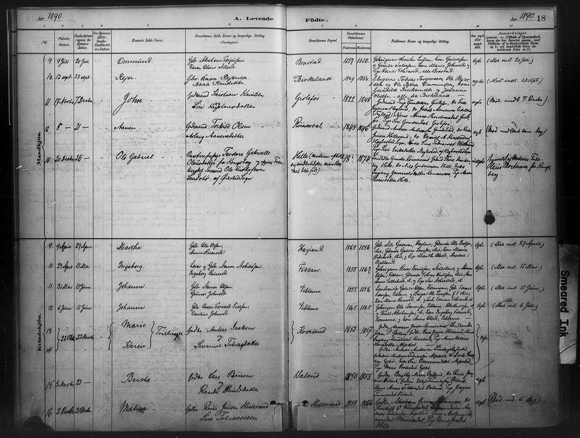 Nord-Audnedal sokneprestkontor, SAK/1111-0032/F/Fa/Faa/L0003: Parish register (official) no. A 3, 1882-1900, p. 18