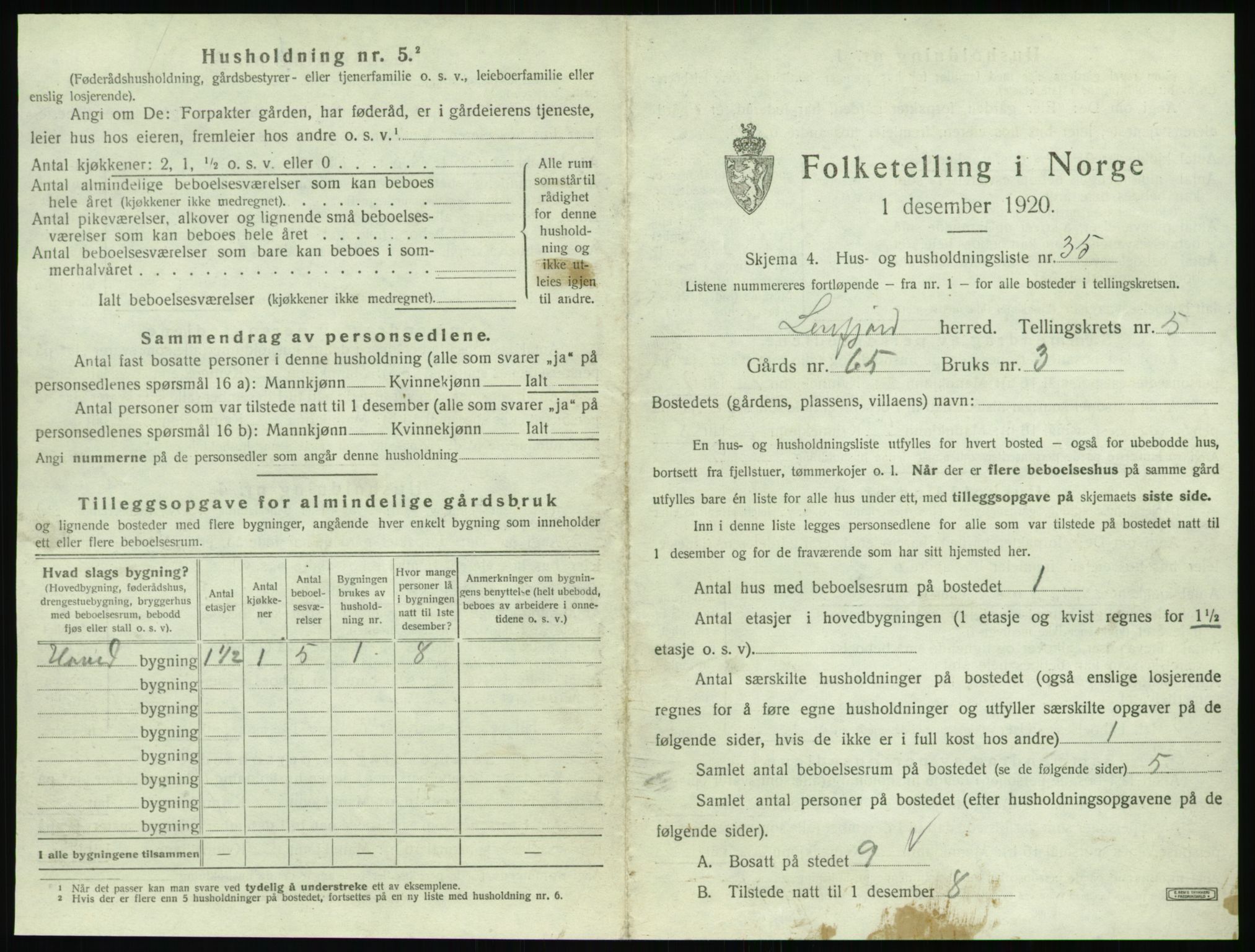 SAT, 1920 census for Leirfjord, 1920, p. 509