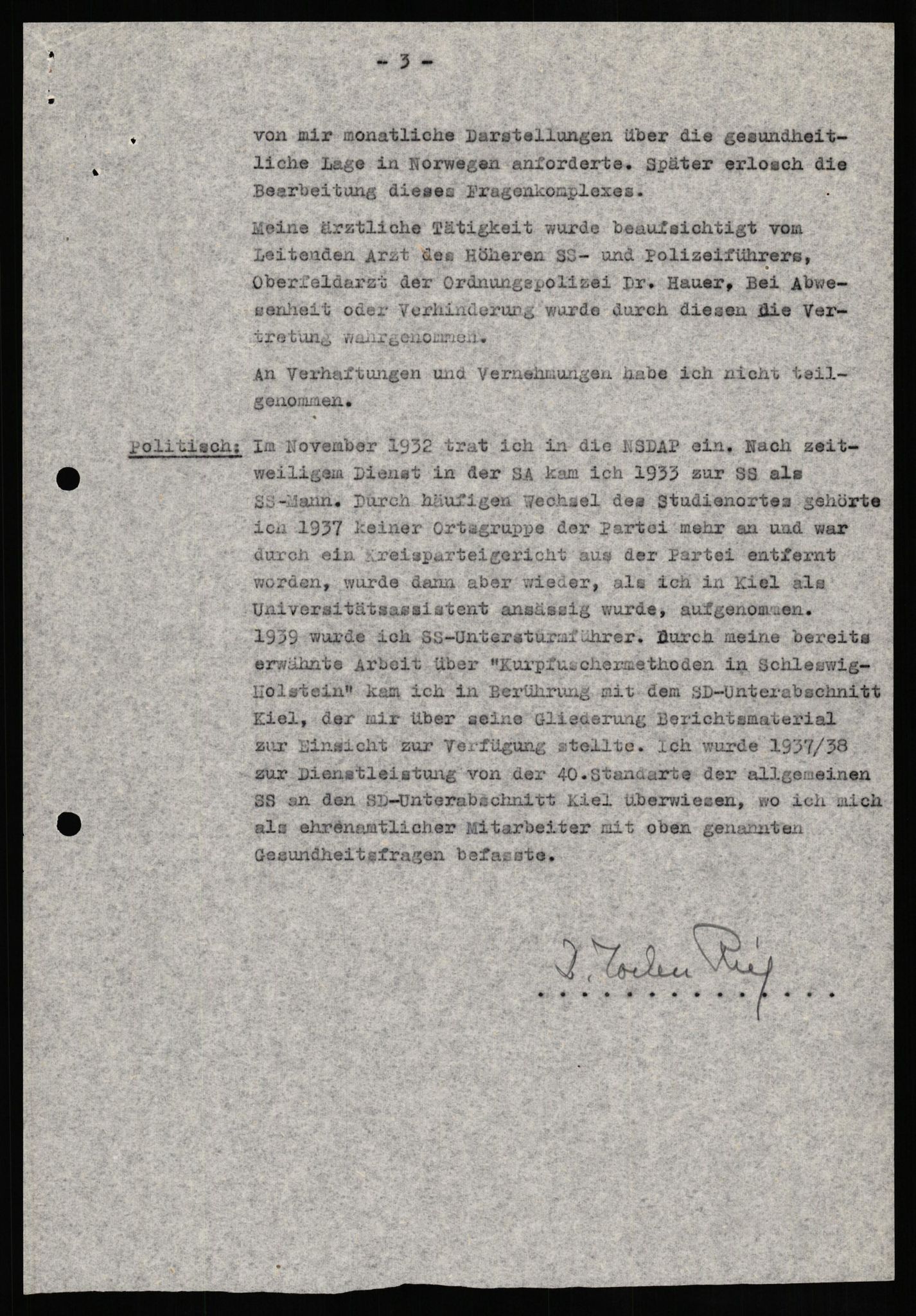 Forsvaret, Forsvarets overkommando II, RA/RAFA-3915/D/Db/L0027: CI Questionaires. Tyske okkupasjonsstyrker i Norge. Tyskere., 1945-1946, p. 416