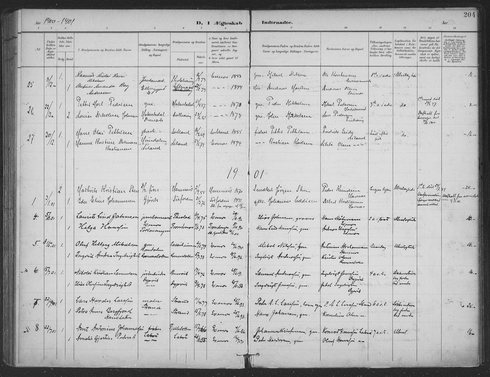 Ministerialprotokoller, klokkerbøker og fødselsregistre - Nordland, AV/SAT-A-1459/863/L0899: Parish register (official) no. 863A11, 1897-1906, p. 204