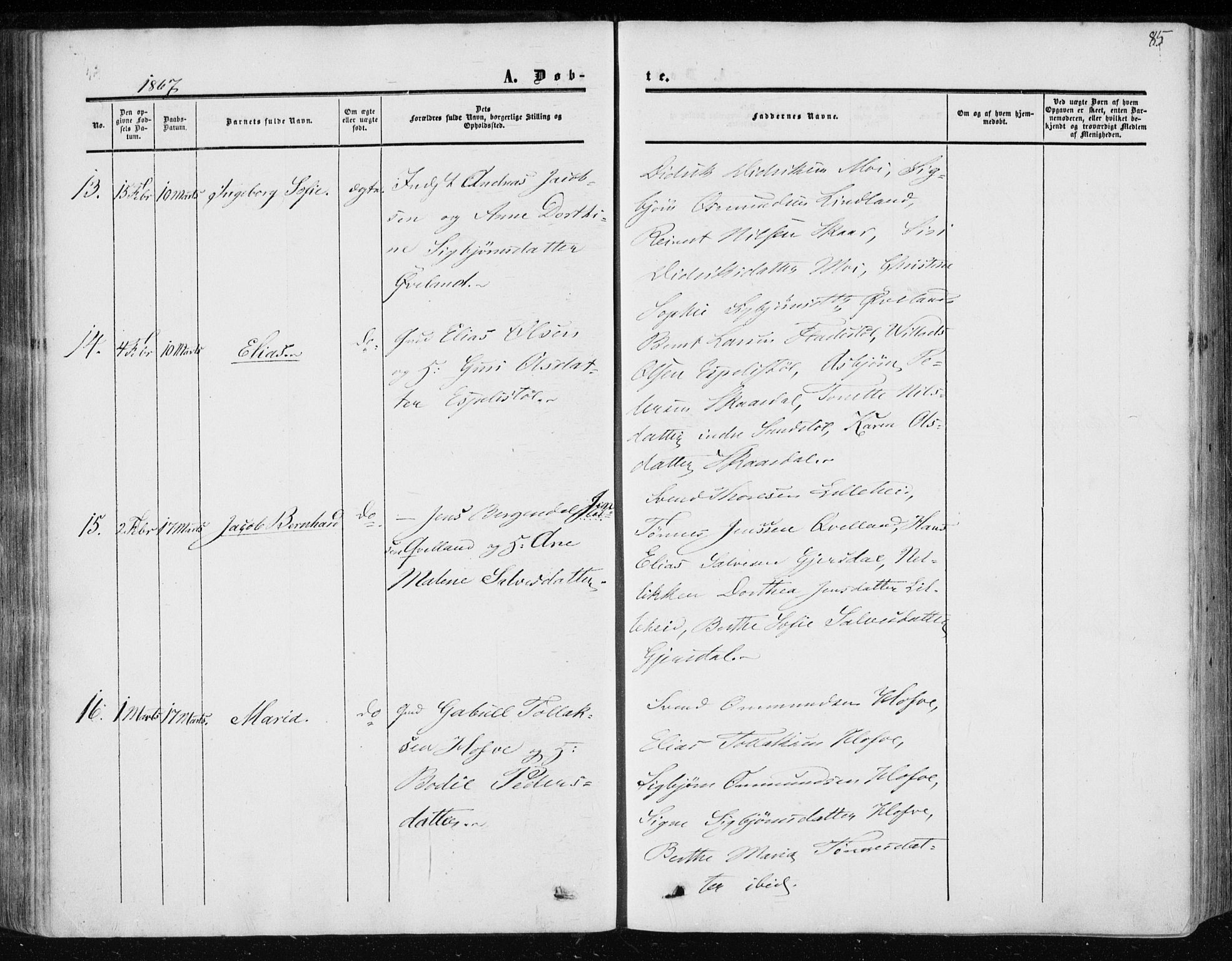 Lund sokneprestkontor, AV/SAST-A-101809/S06/L0009: Parish register (official) no. A 8, 1853-1877, p. 85