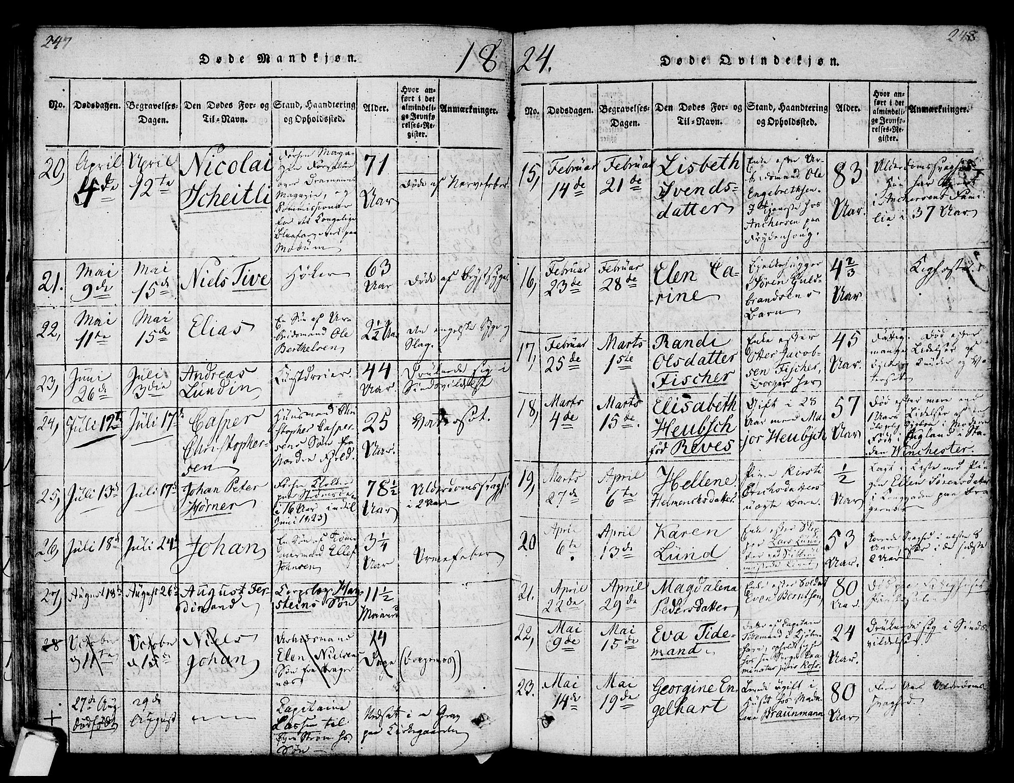 Strømsø kirkebøker, SAKO/A-246/F/Fa/L0011: Parish register (official) no. I 11, 1815-1829, p. 247-248