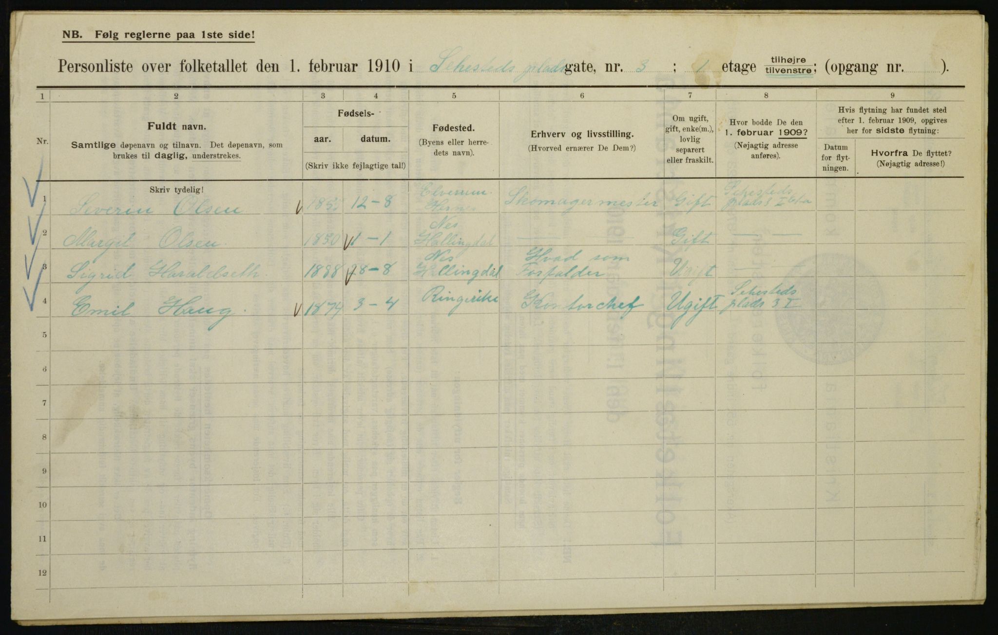 OBA, Municipal Census 1910 for Kristiania, 1910, p. 89556