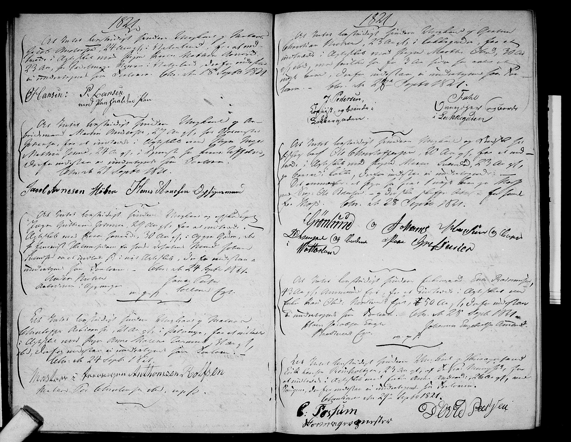 Aker prestekontor kirkebøker, AV/SAO-A-10861/L/L0006: Best man's statements no. 6, 1821-1826