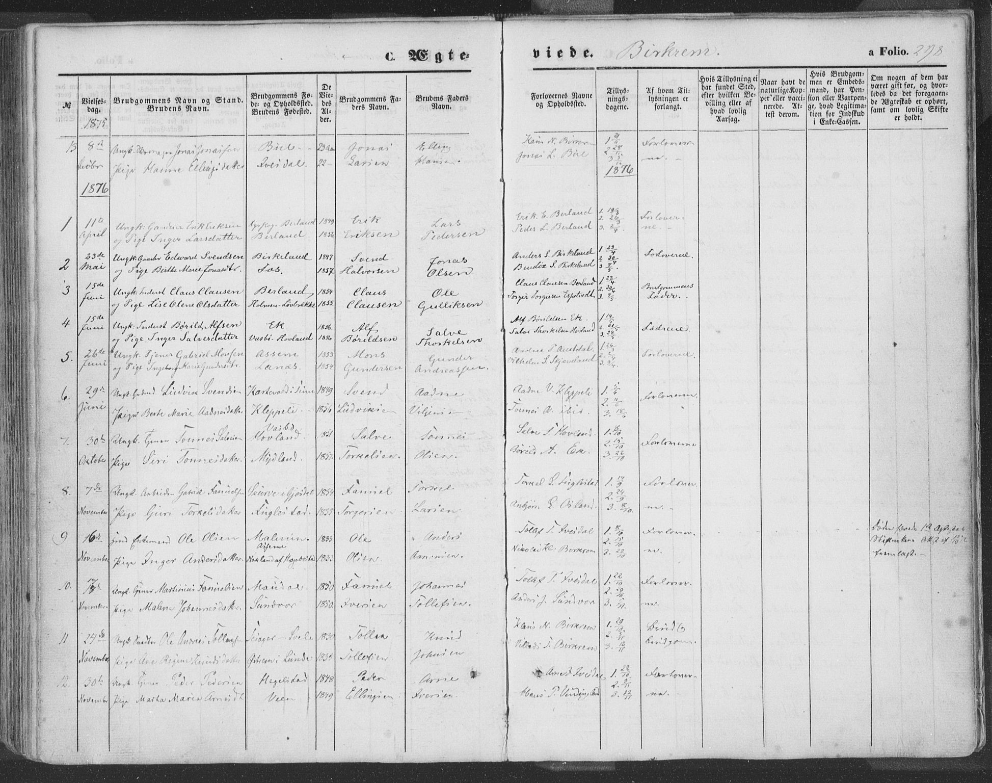 Helleland sokneprestkontor, SAST/A-101810: Parish register (official) no. A 7.1, 1863-1886, p. 298