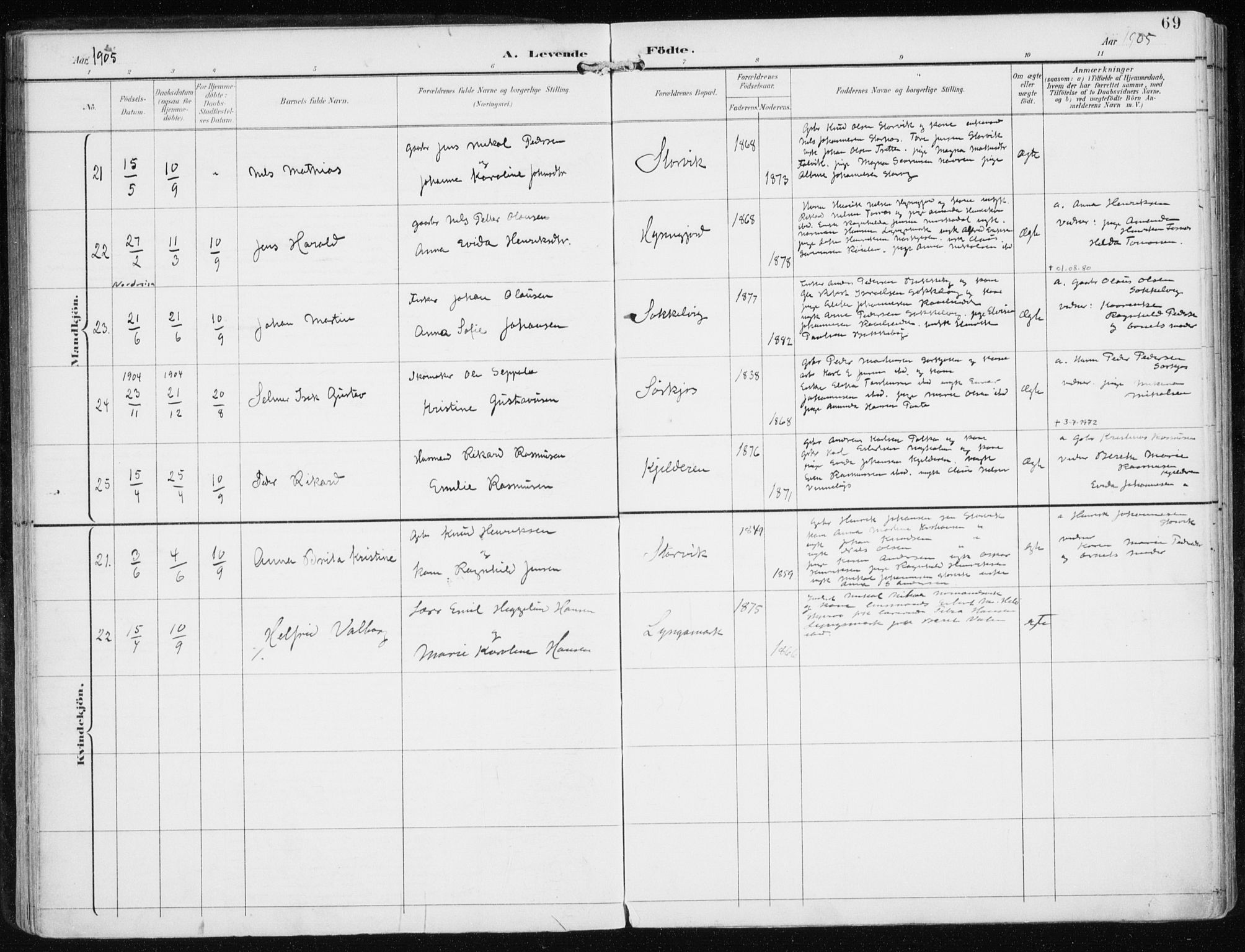 Skjervøy sokneprestkontor, AV/SATØ-S-1300/H/Ha/Haa/L0017kirke: Parish register (official) no. 17, 1895-1911, p. 69