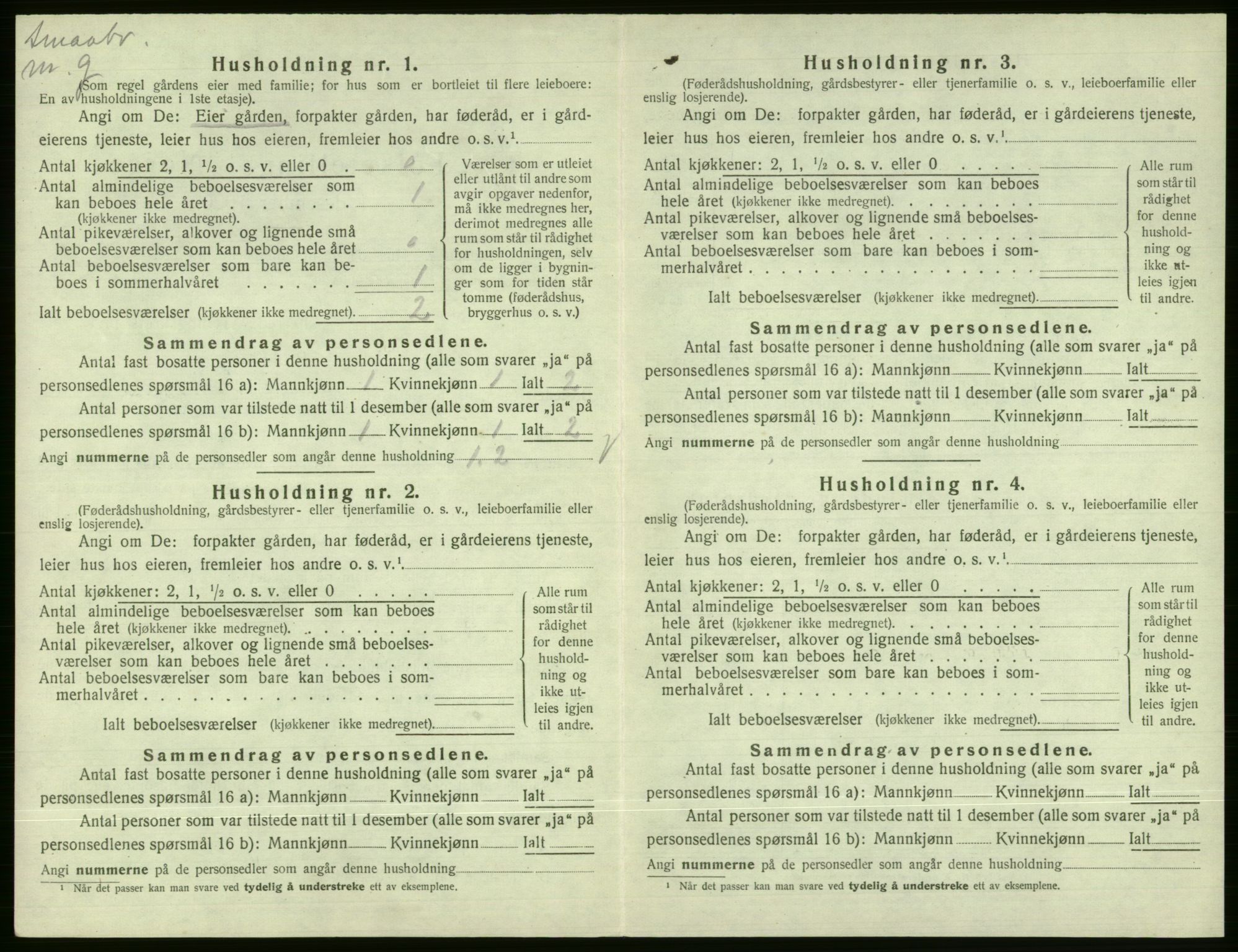 SAB, 1920 census for Vossestrand, 1920, p. 107