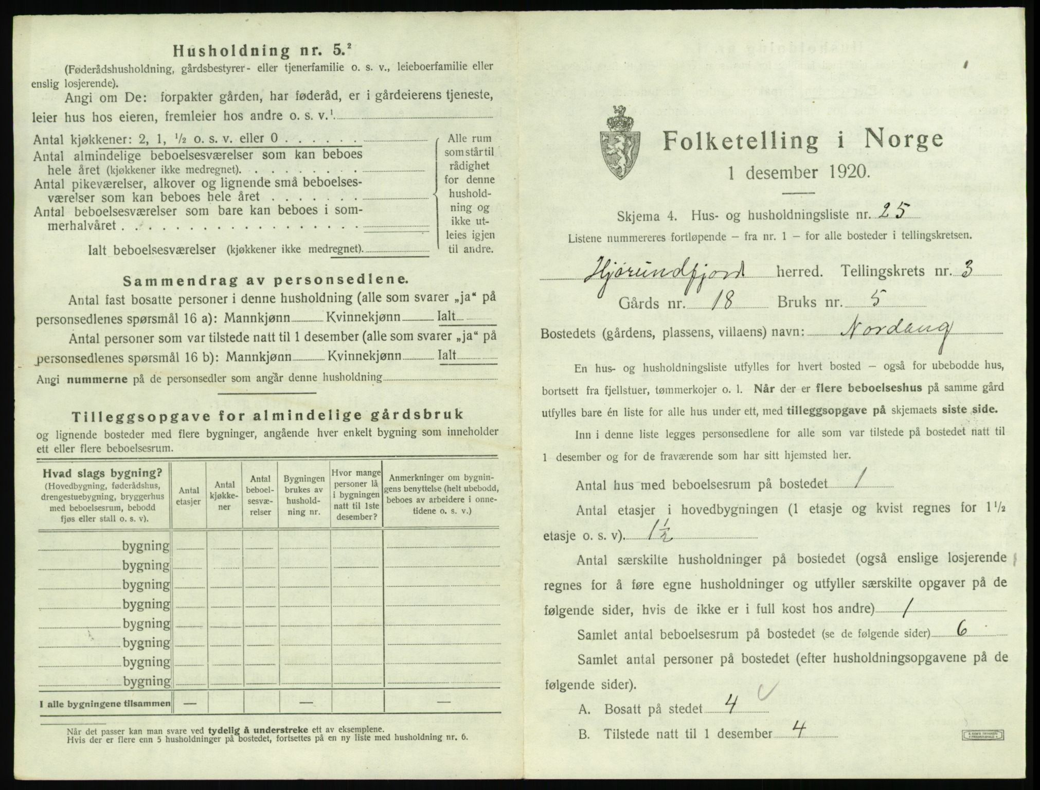 SAT, 1920 census for Hjørundfjord, 1920, p. 173