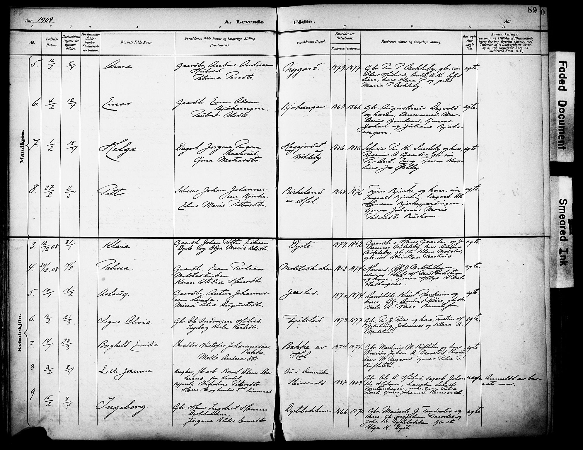Vestre Toten prestekontor, SAH/PREST-108/H/Ha/Haa/L0013: Parish register (official) no. 13, 1895-1911, p. 89