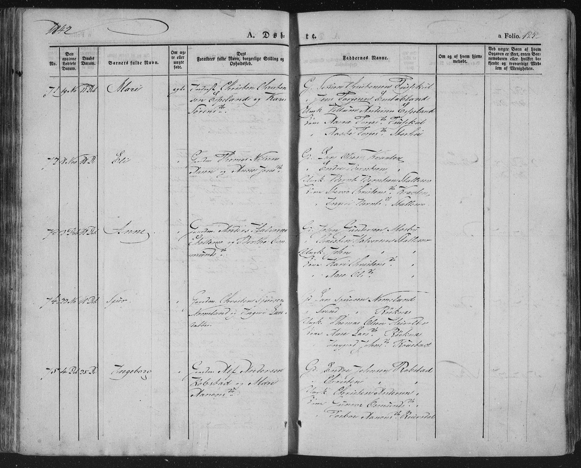 Vennesla sokneprestkontor, SAK/1111-0045/Fa/Fac/L0004: Parish register (official) no. A 4, 1834-1855, p. 125