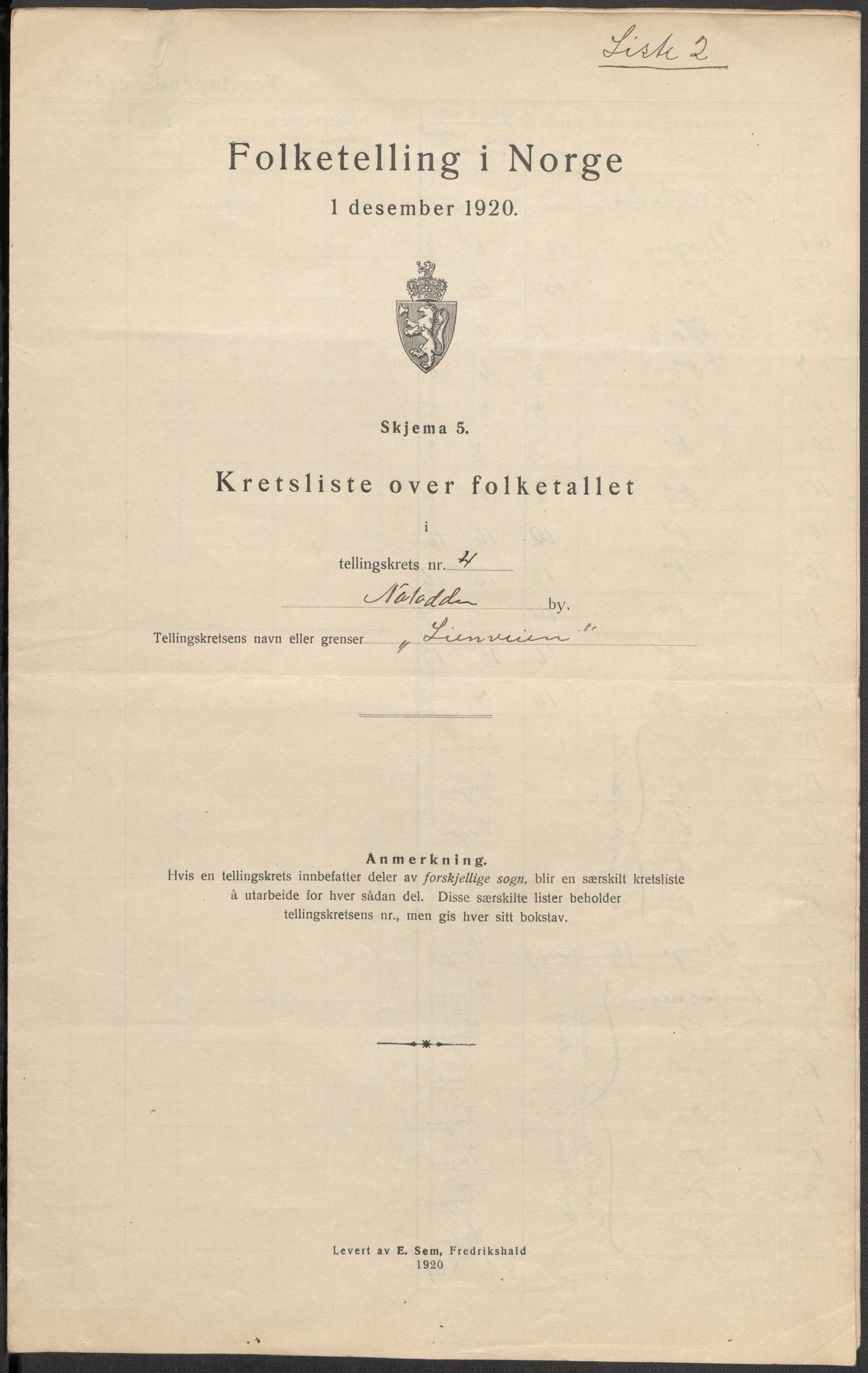 SAKO, 1920 census for Notodden, 1920, p. 20