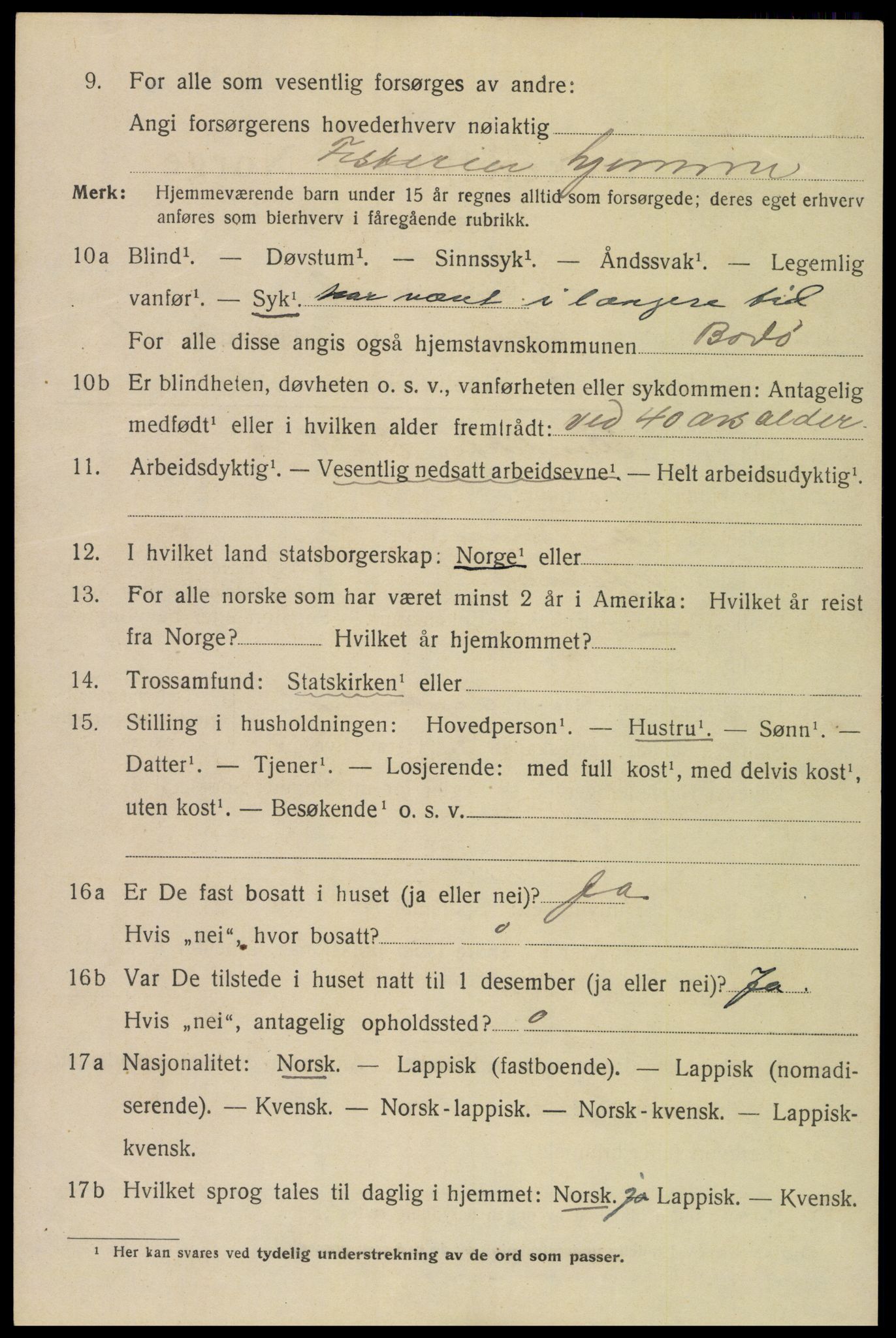 SAT, 1920 census for Bodø, 1920, p. 3296