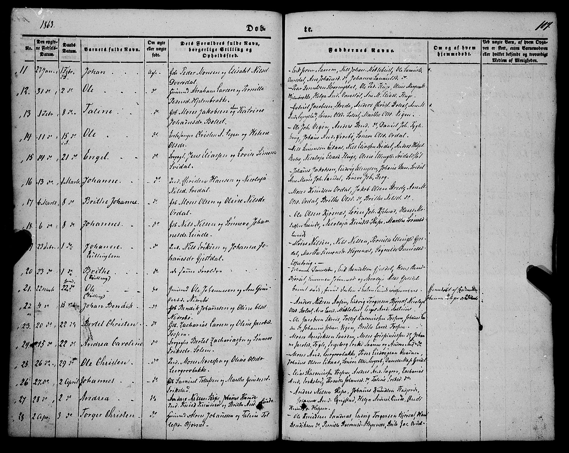 Jølster sokneprestembete, SAB/A-80701/H/Haa/Haaa/L0010: Parish register (official) no. A 10, 1847-1865, p. 107