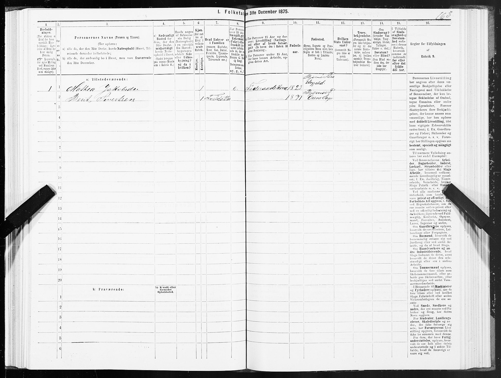 SAT, 1875 census for 1632P Bjørnør, 1875, p. 1163