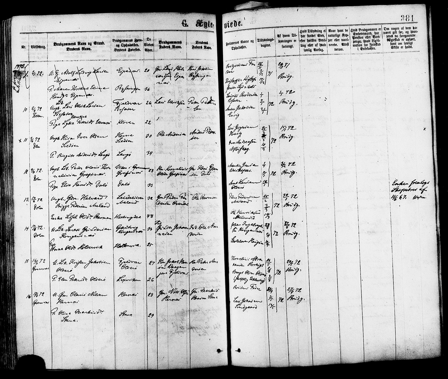 Ministerialprotokoller, klokkerbøker og fødselsregistre - Sør-Trøndelag, SAT/A-1456/634/L0532: Parish register (official) no. 634A08, 1871-1881, p. 381