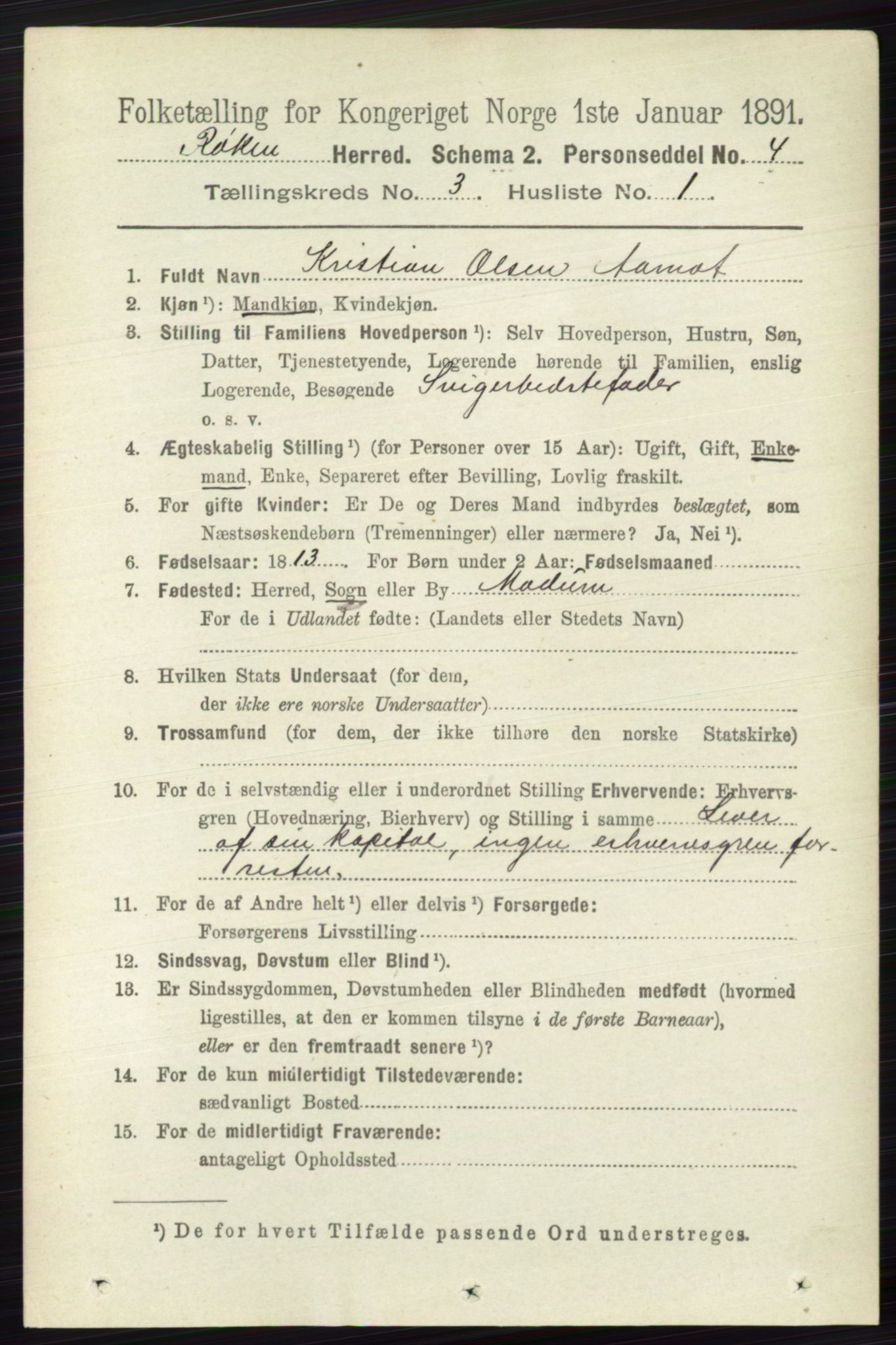 RA, 1891 census for 0627 Røyken, 1891, p. 1199