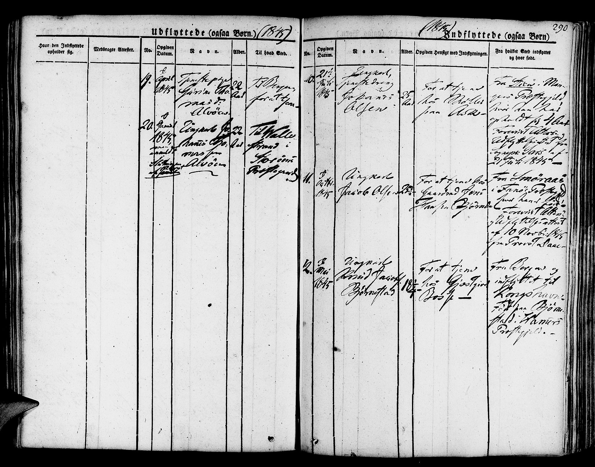 Askøy Sokneprestembete, SAB/A-74101/H/Ha/Haa/Haaa/L0004: Parish register (official) no. A 4, 1825-1845, p. 290