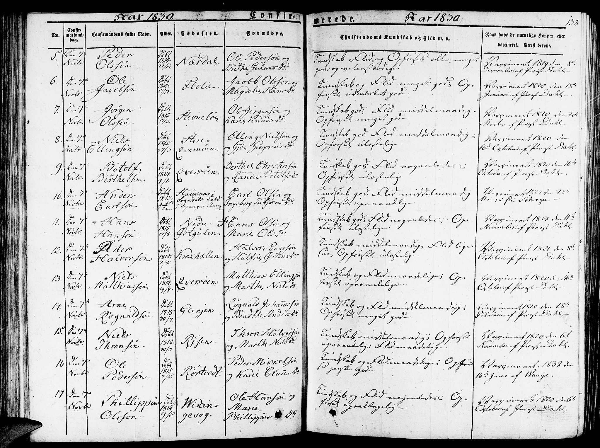 Gulen sokneprestembete, AV/SAB-A-80201/H/Haa/Haaa/L0019: Parish register (official) no. A 19, 1826-1836, p. 138