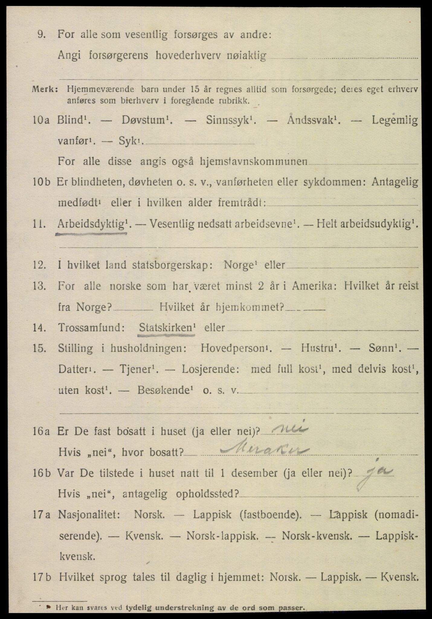 SAT, 1920 census for Meråker, 1920, p. 6211